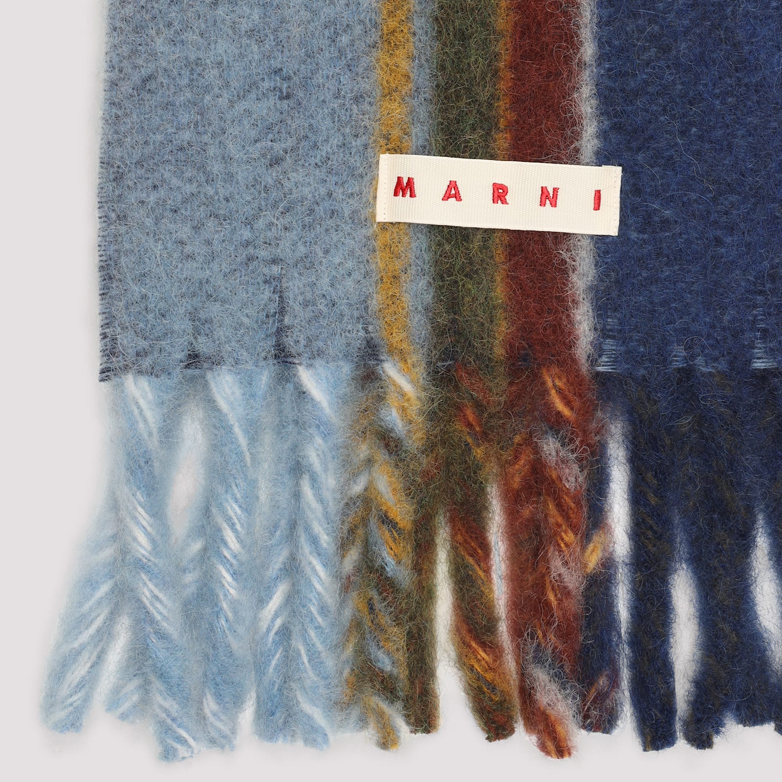 Marni Textured Wool Scarf With Playful Fringes In Multi
