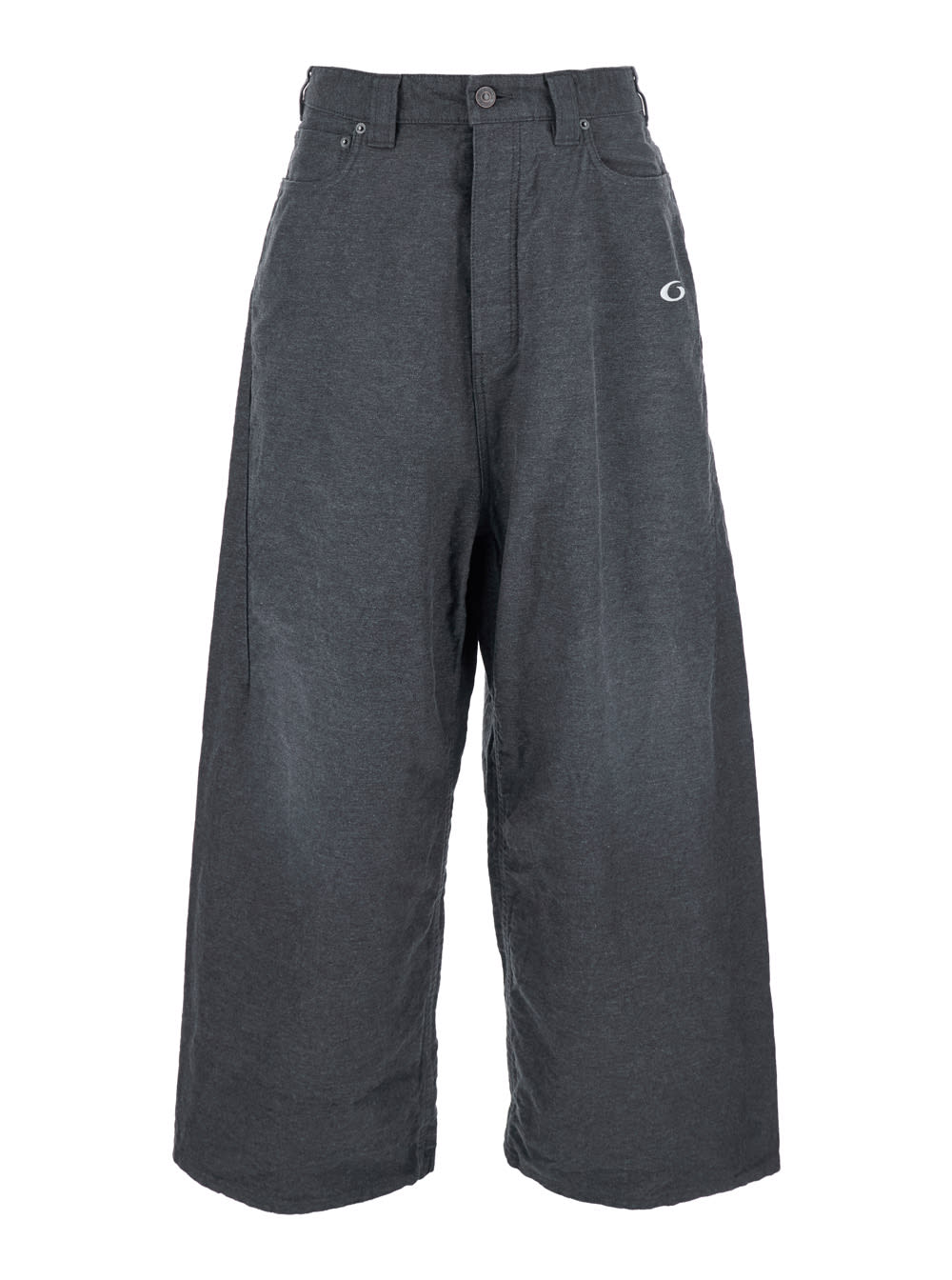Balenciaga Grey Oversize Pants With Logo Detail On The Front And Logo Patch On The Rear In Cotton Man In Black