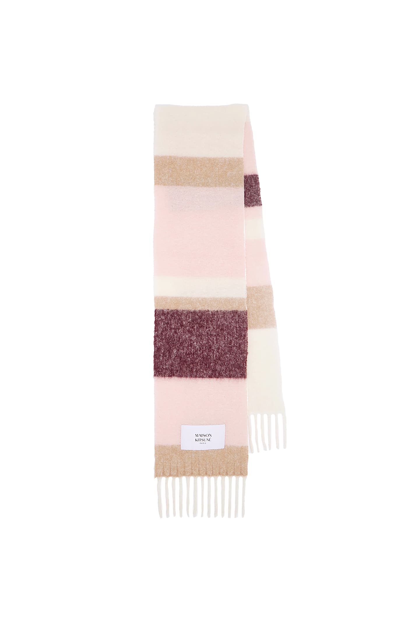 Shop Maison Kitsuné Alpaca Stripes Scarf In Pasture Rose