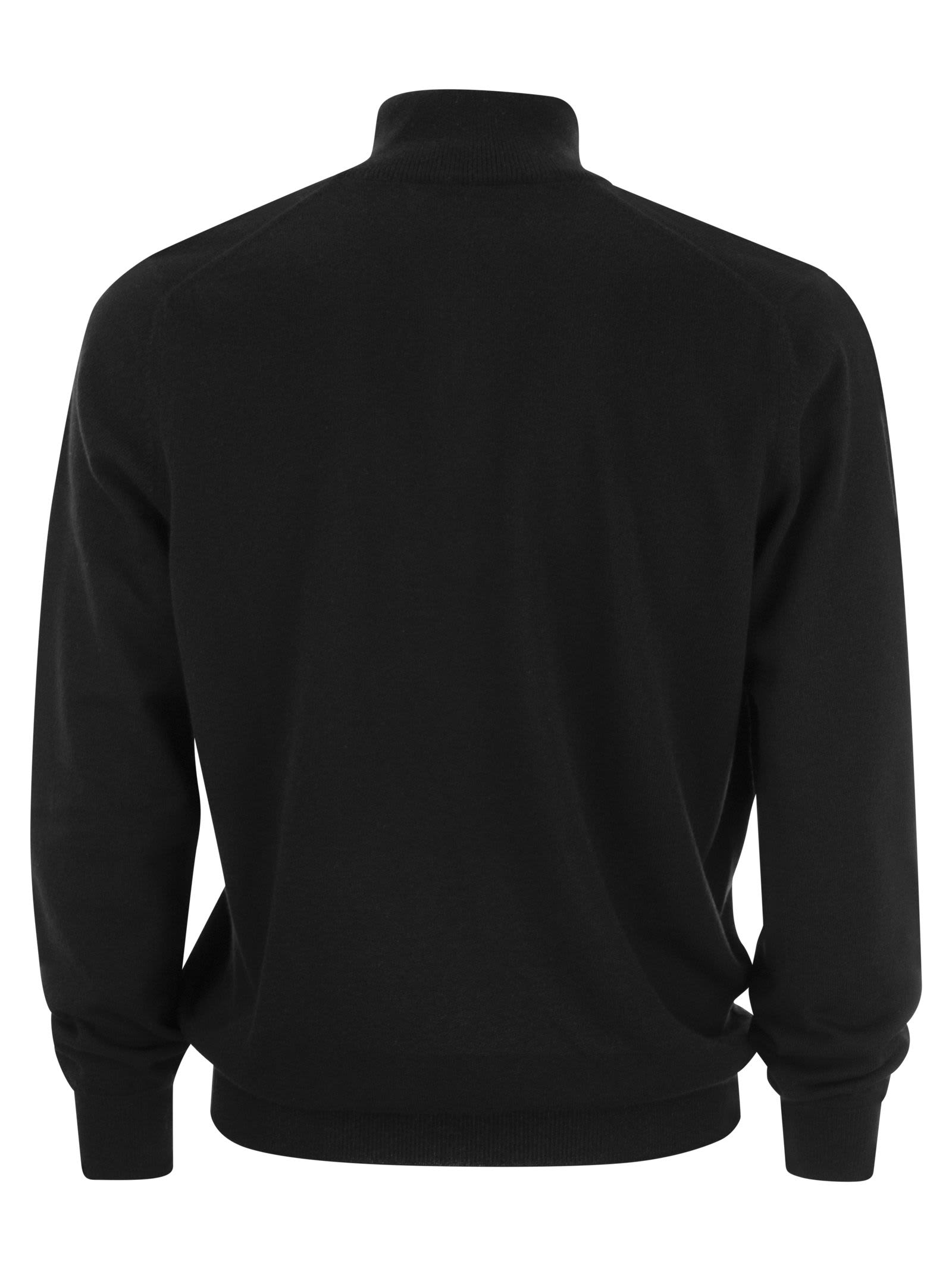 Shop Brunello Cucinelli Cashmere Turtleneck Sweater With Zip In Black