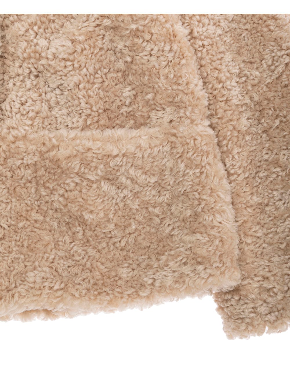 Monnalisa Beige Coat With Classic Collar And Two Front Pockets In Ecofur Girl In Neutral