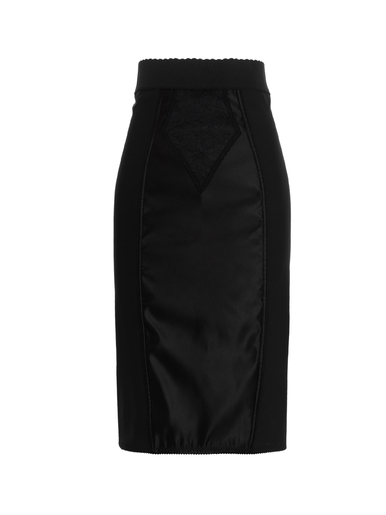 Shop Dolce & Gabbana Satin Midi Skirt In Black