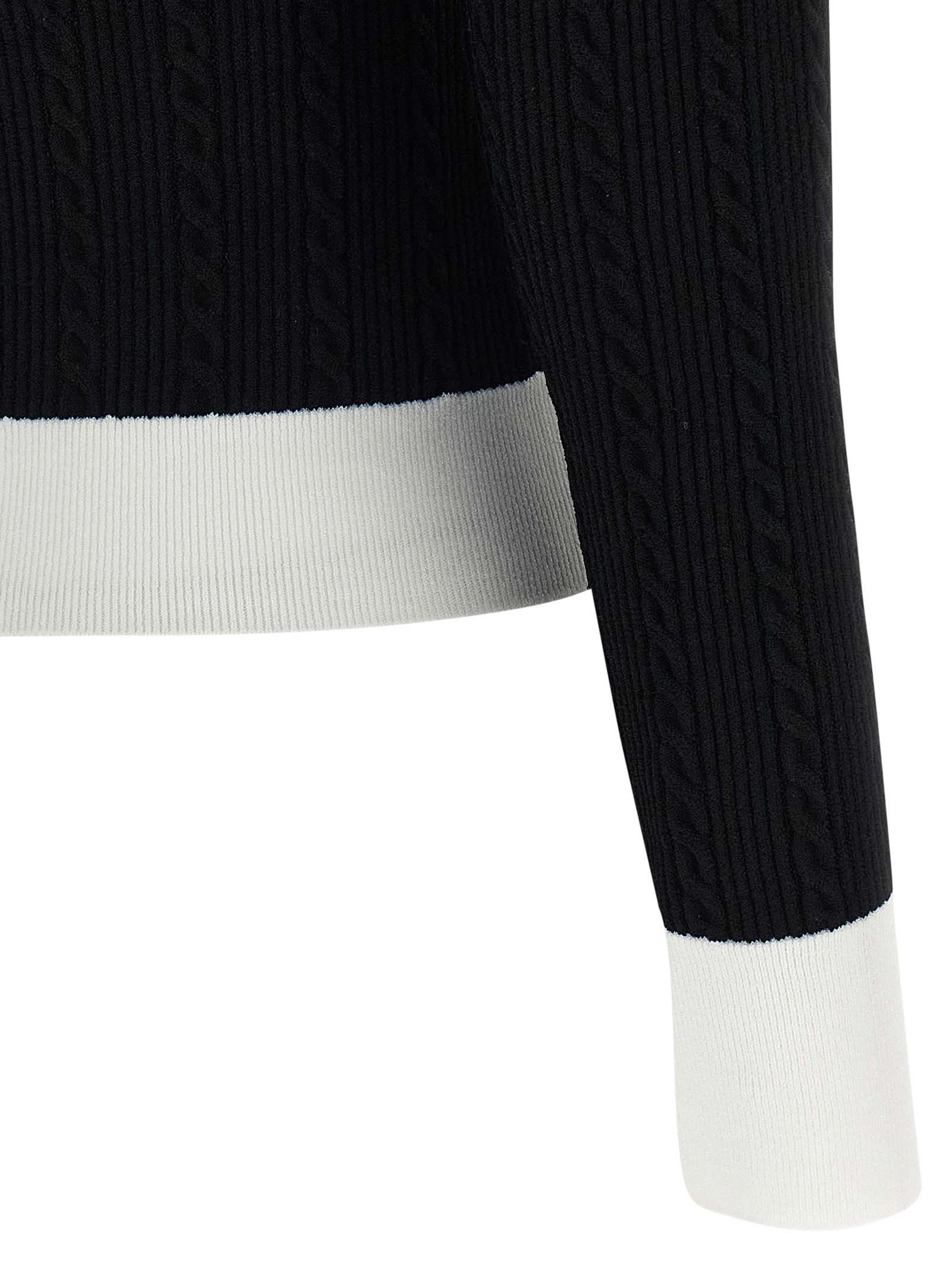Balmain Slim-fit Two-tone Knitted Top In Multi