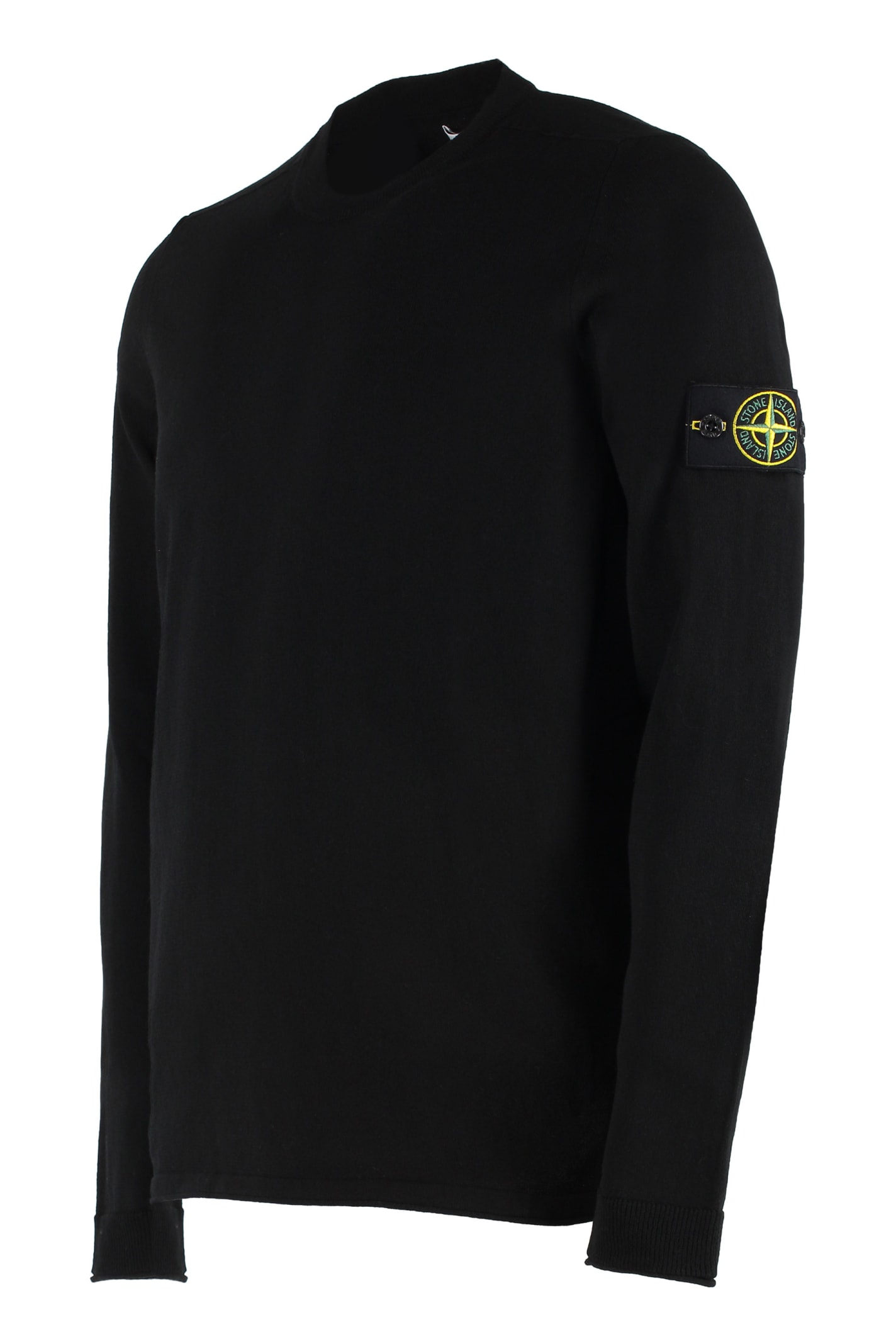 Shop Stone Island Cotton Crew-neck Sweater In Black