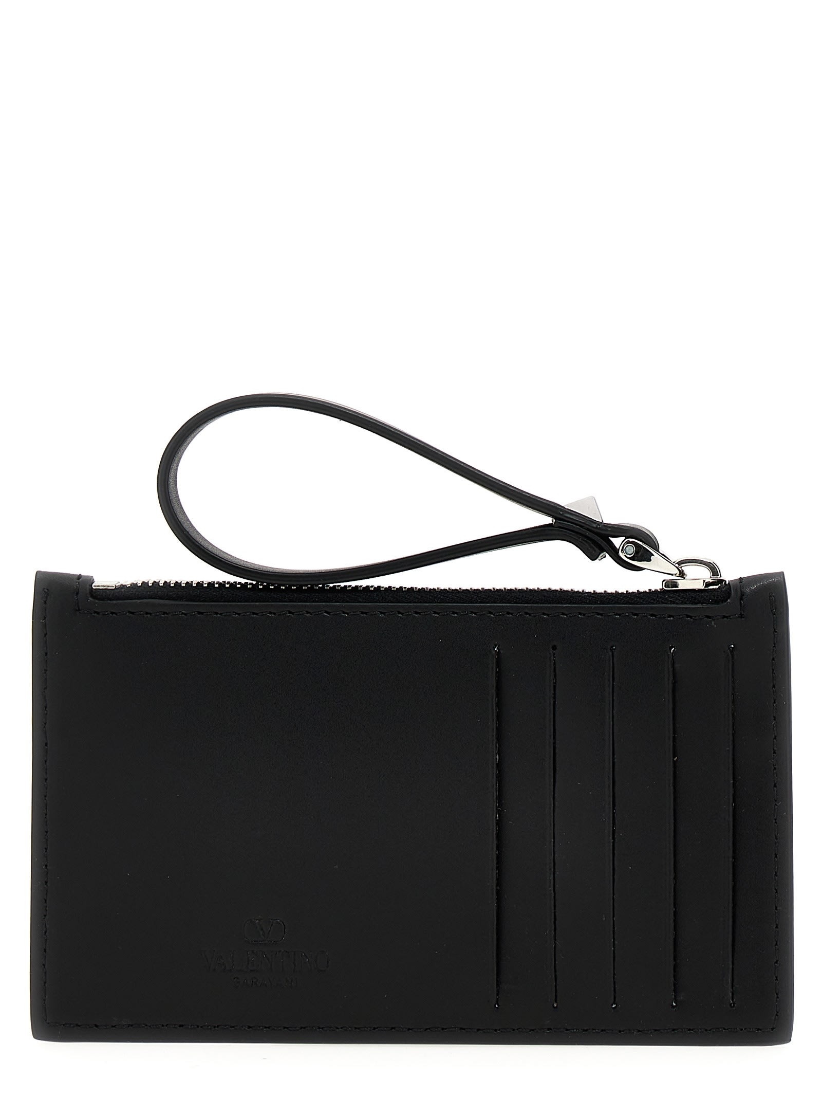 Valentino Garavani Vltn Card Holder In White/black