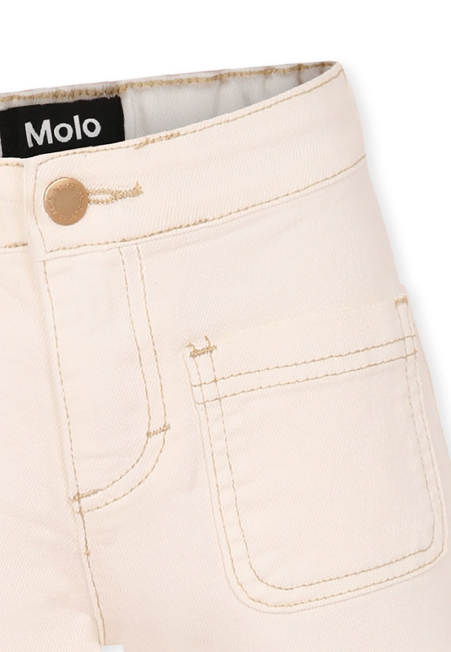 Molo Ivory Shorts For Girl With Logo Patch In White