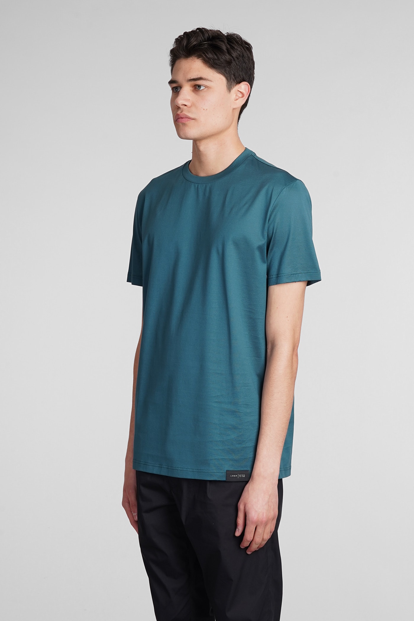 Shop Low Brand B134 Basic T-shirt In Green Cotton