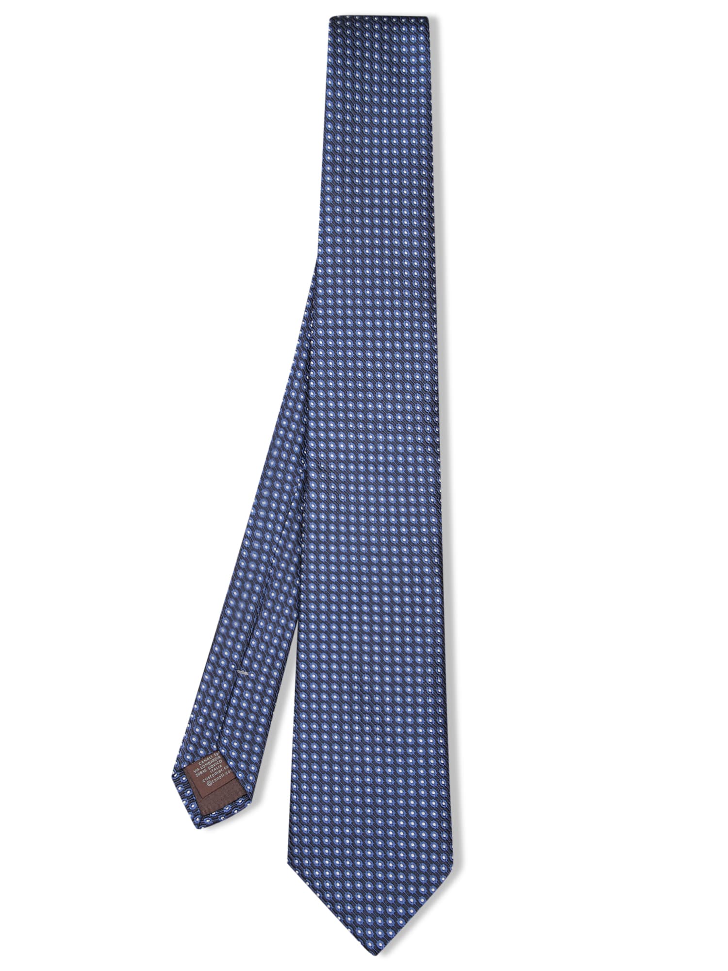 Canali Blue/white Geometric Pattern Tie In Blue