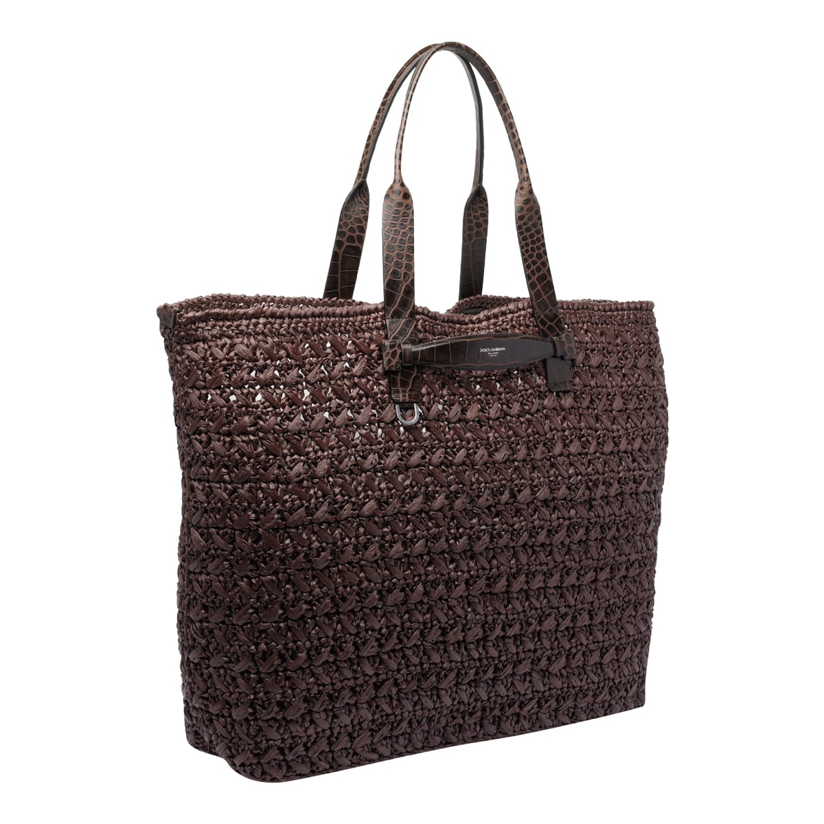 Dolce & Gabbana Crochet Tote Bag Woven Texture In Moroebano