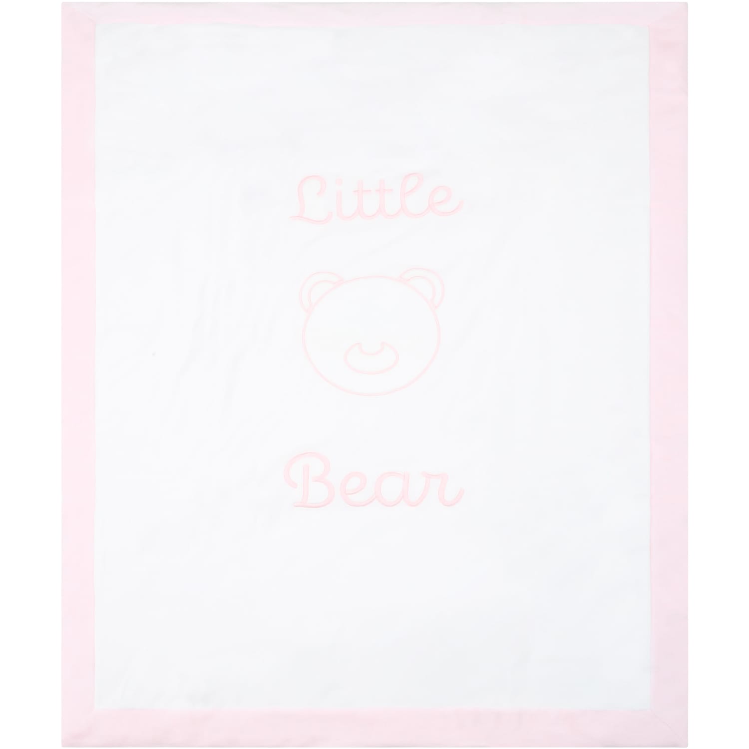 Little Bear White Blanket For Baby Girl With Logo