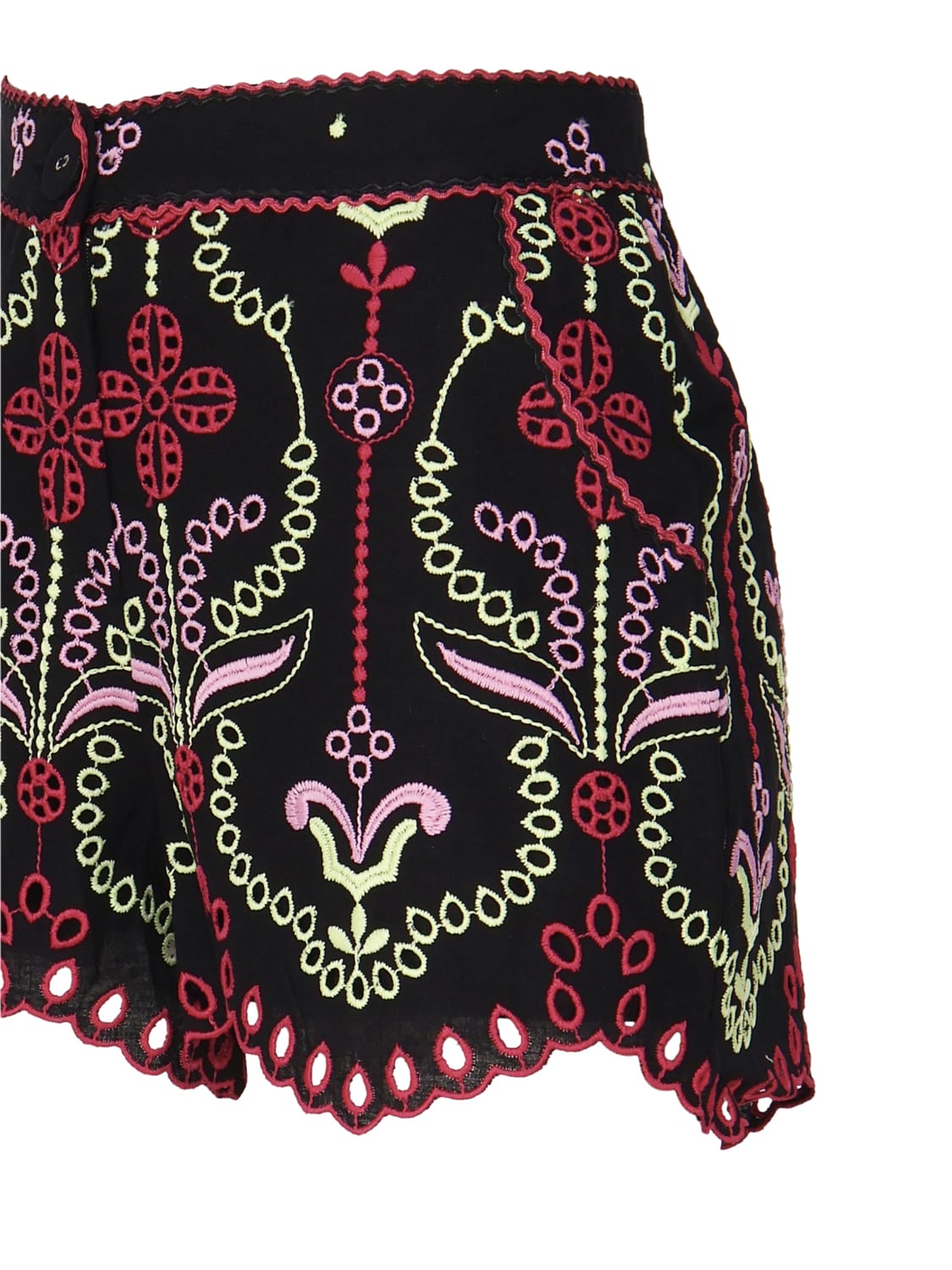 Shop Charo Ruiz Kira Shorts In Cotton And Linen Blend In Black, Pink, Red