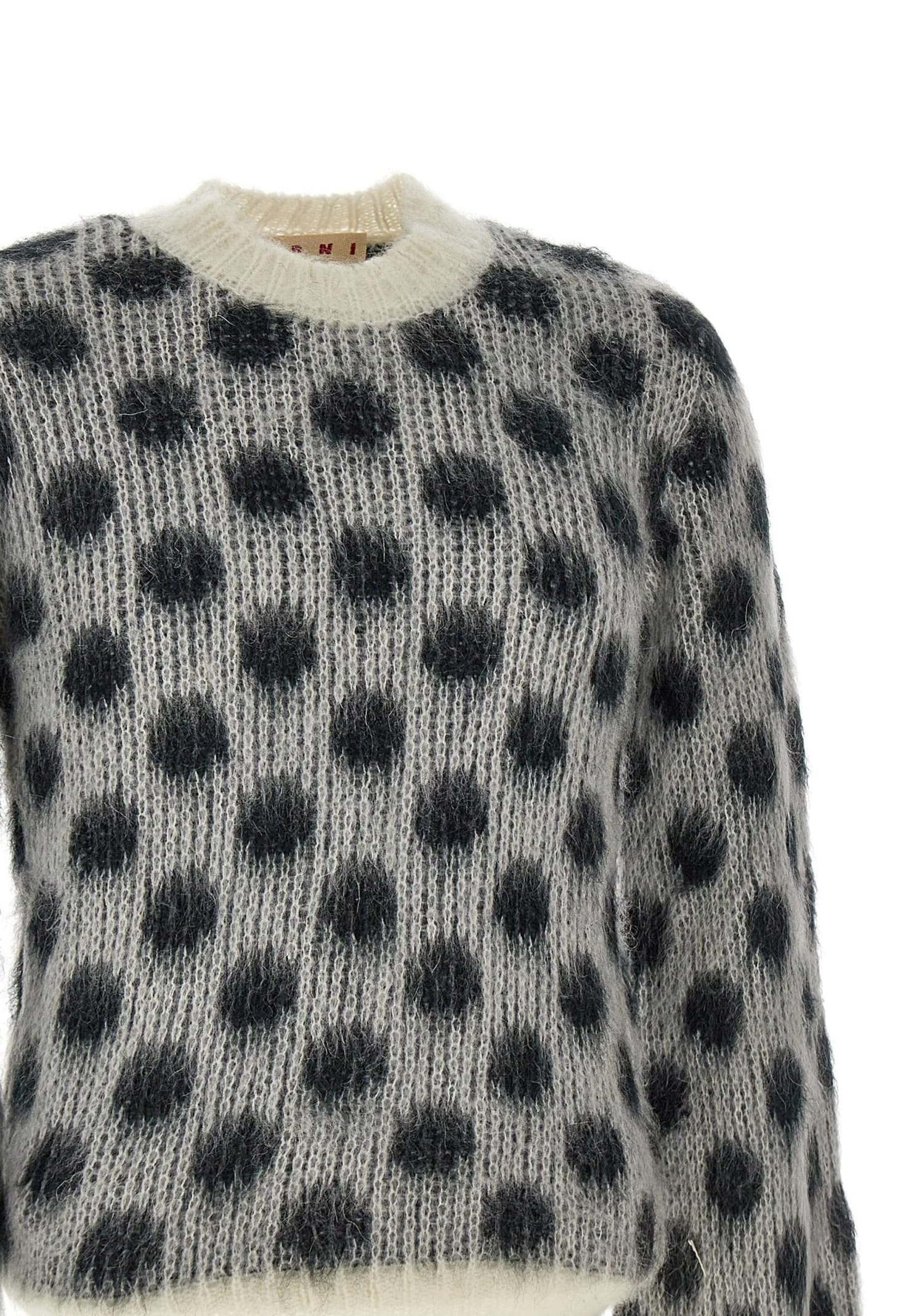 Marni Brushed Fuzzy Wuzzy Mohair Sweater In Black/white | ModeSens