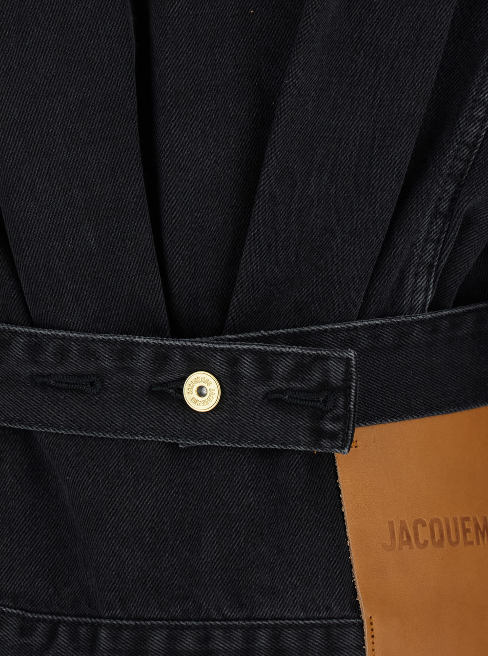 Shop Jacquemus La Veste De Nimes Black Jacket With Rear Belt In Denim Woman