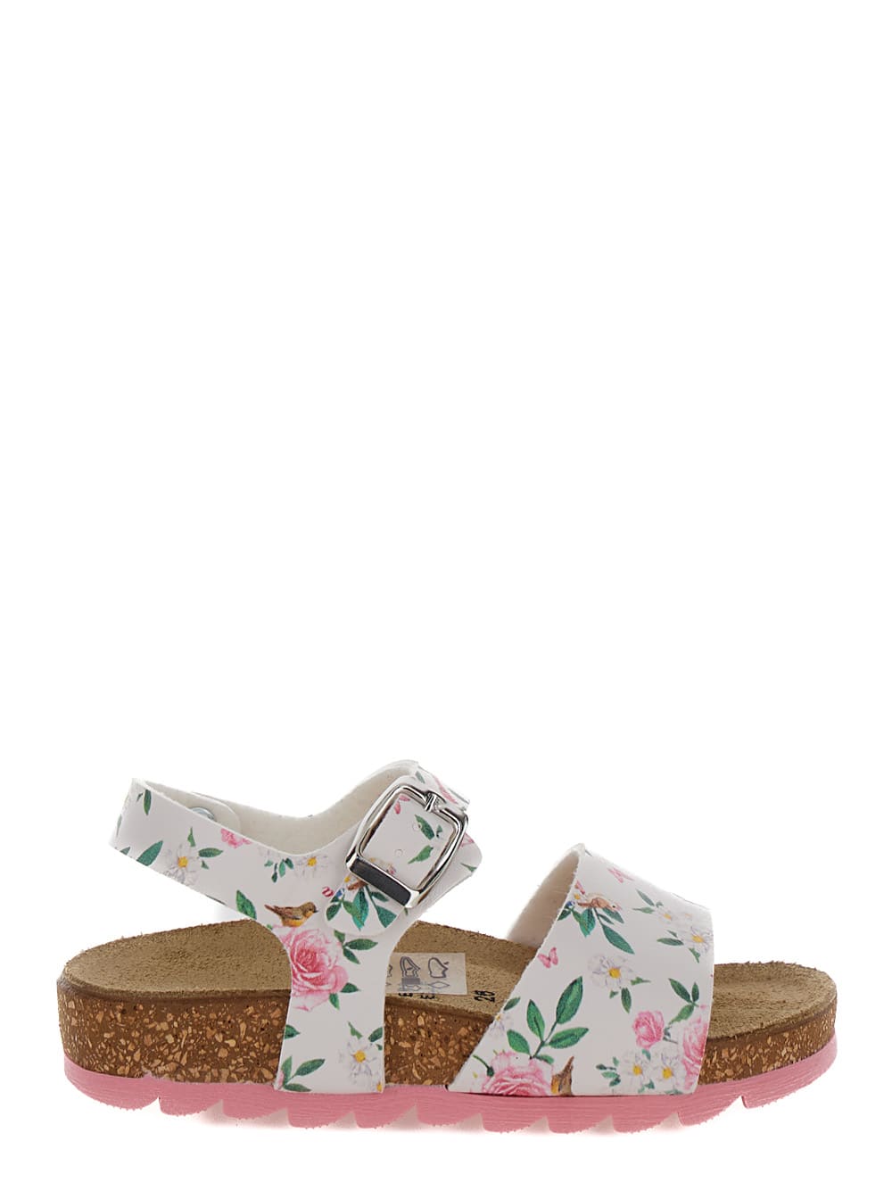 Monnalisa Kids' Multicolor Sandals With Floreal Print In Polyurethane Baby In White