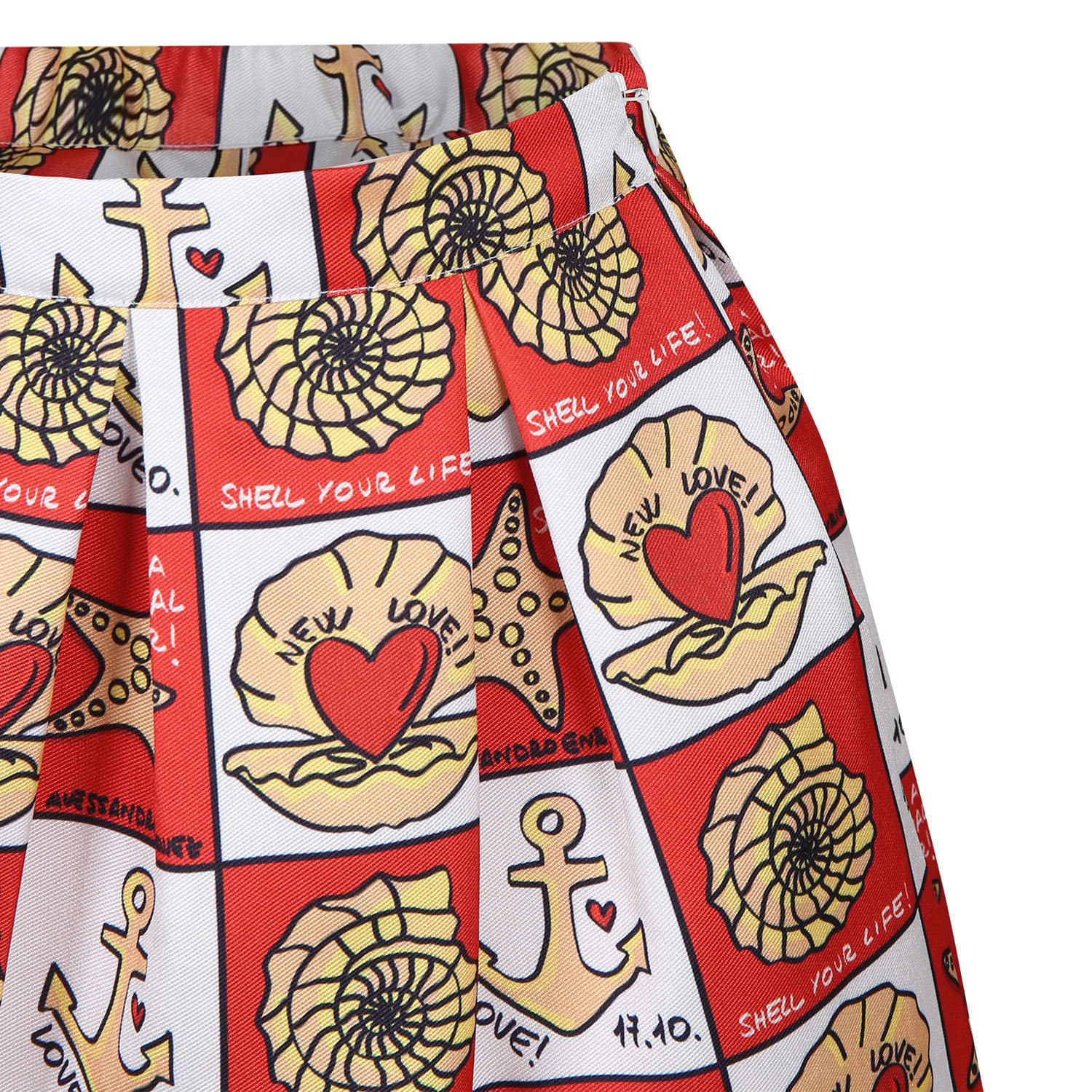 Shop Alessandro Enriquez Red Skirt For Girl With Pop Print