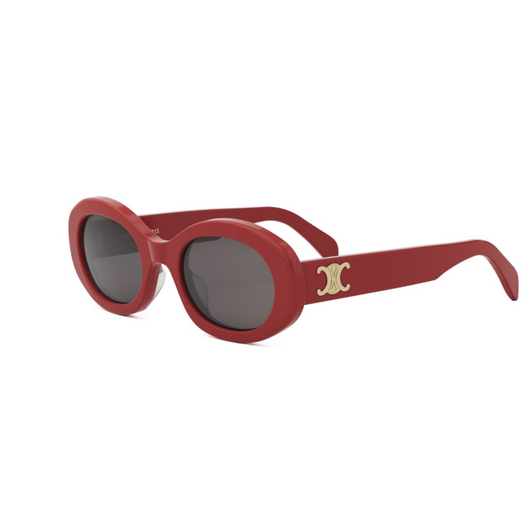 Celine Triomphe Oval Sunglasses In 68a - Red