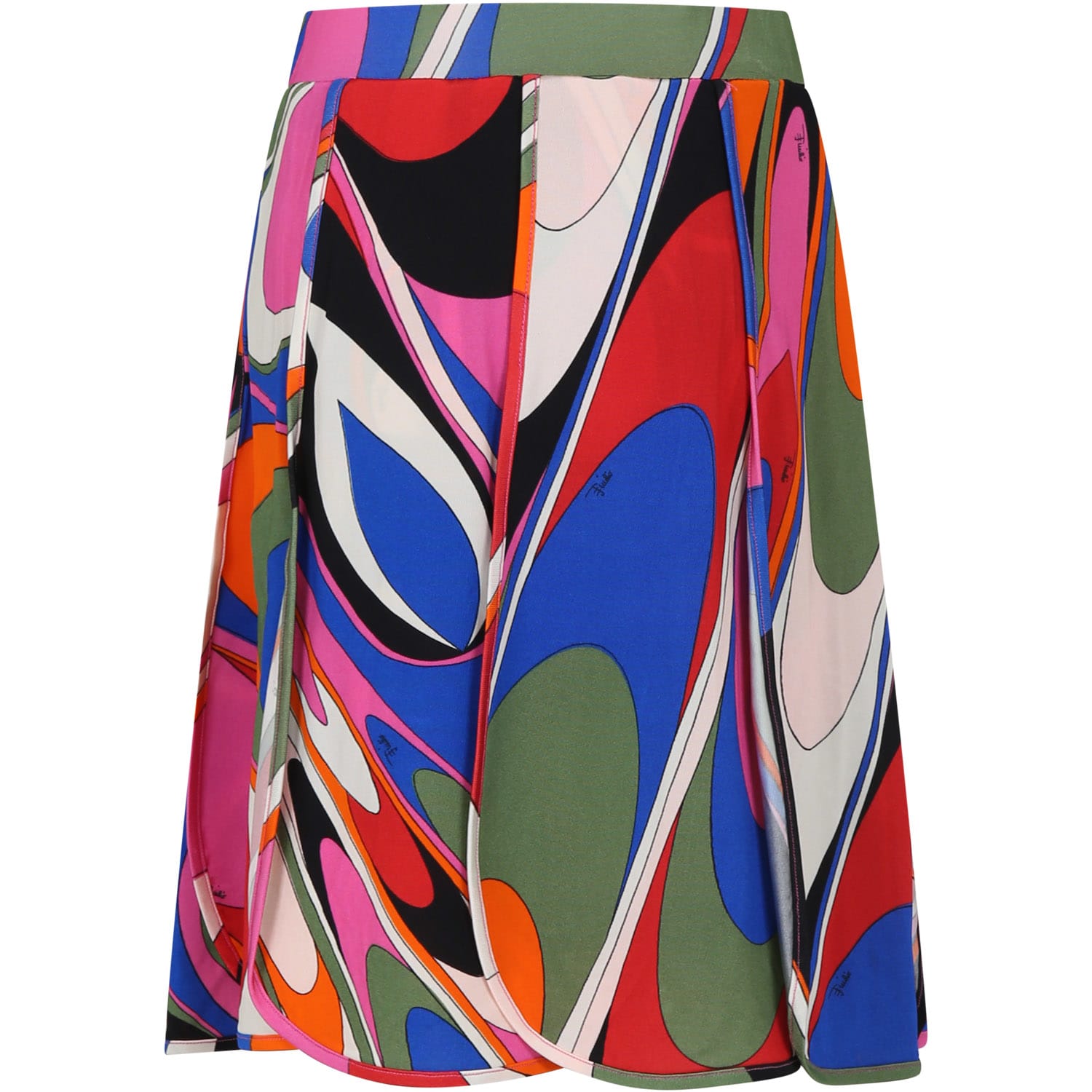 Shop Pucci Multicolor Skirt For Girl With Print And Logo