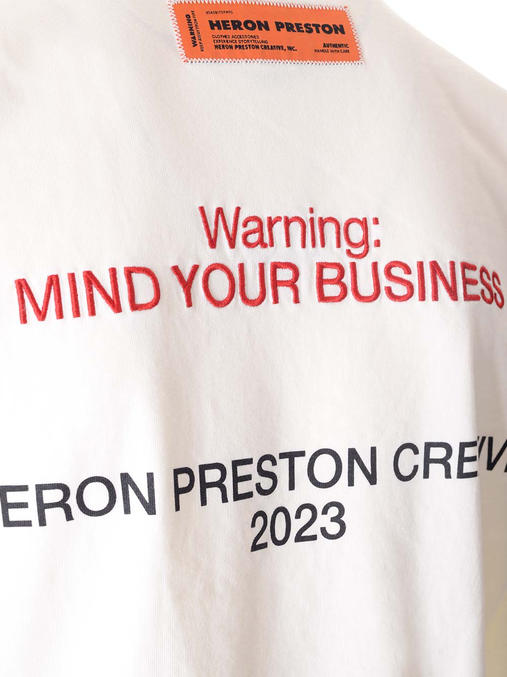 Heron Preston Cotton T-shirt With Contrasting Embroidery And Print In Beige