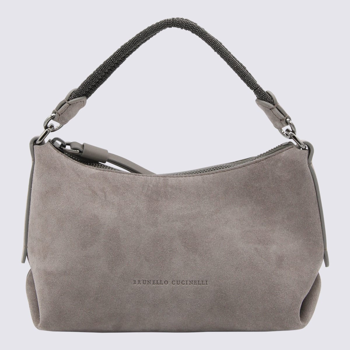 Brunello Cucinelli Grey Calf Suede Shoulder Bag