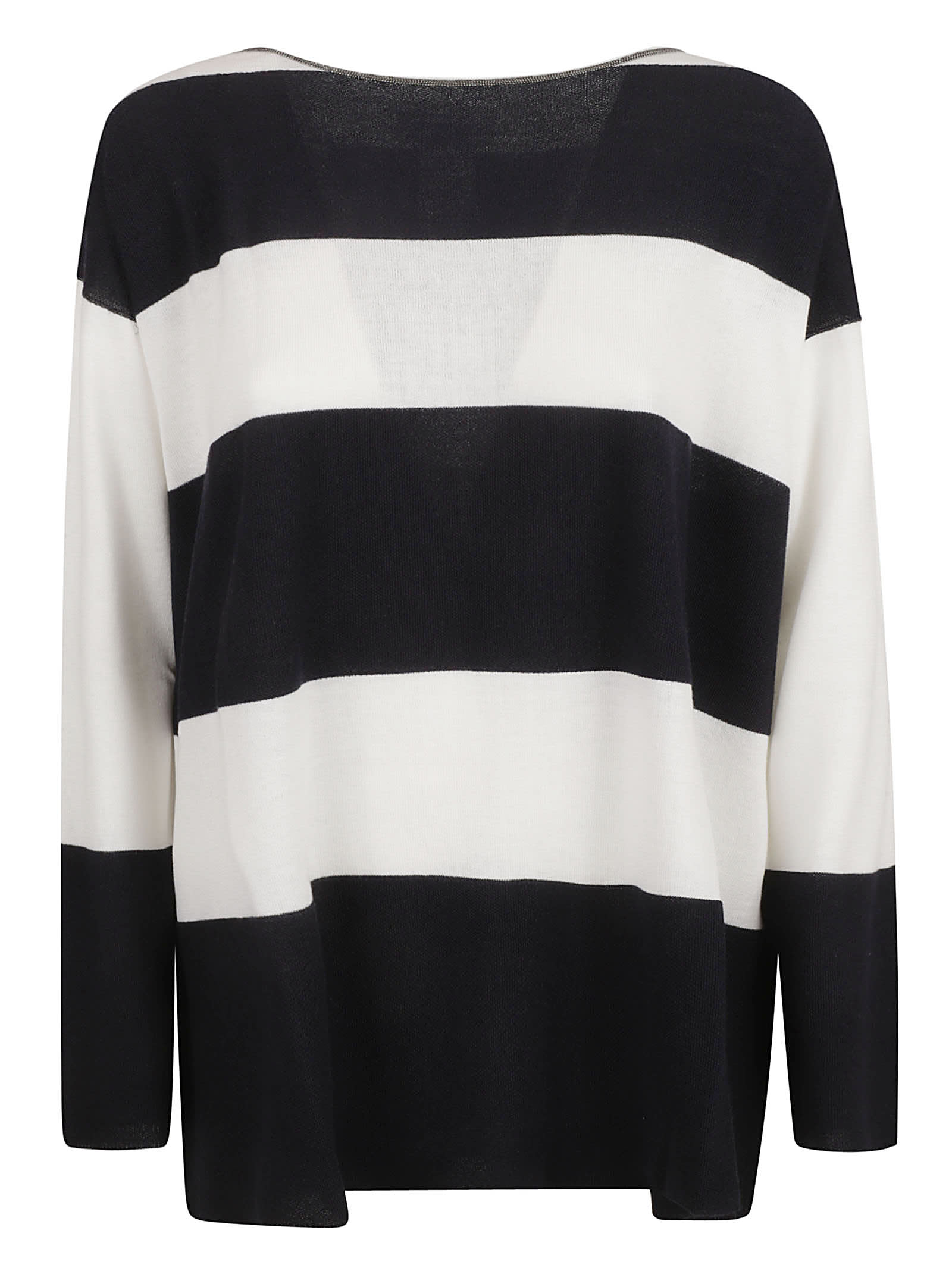 Fabiana Filippi Loose-fit Stripe Sweater In Blue Ink/white