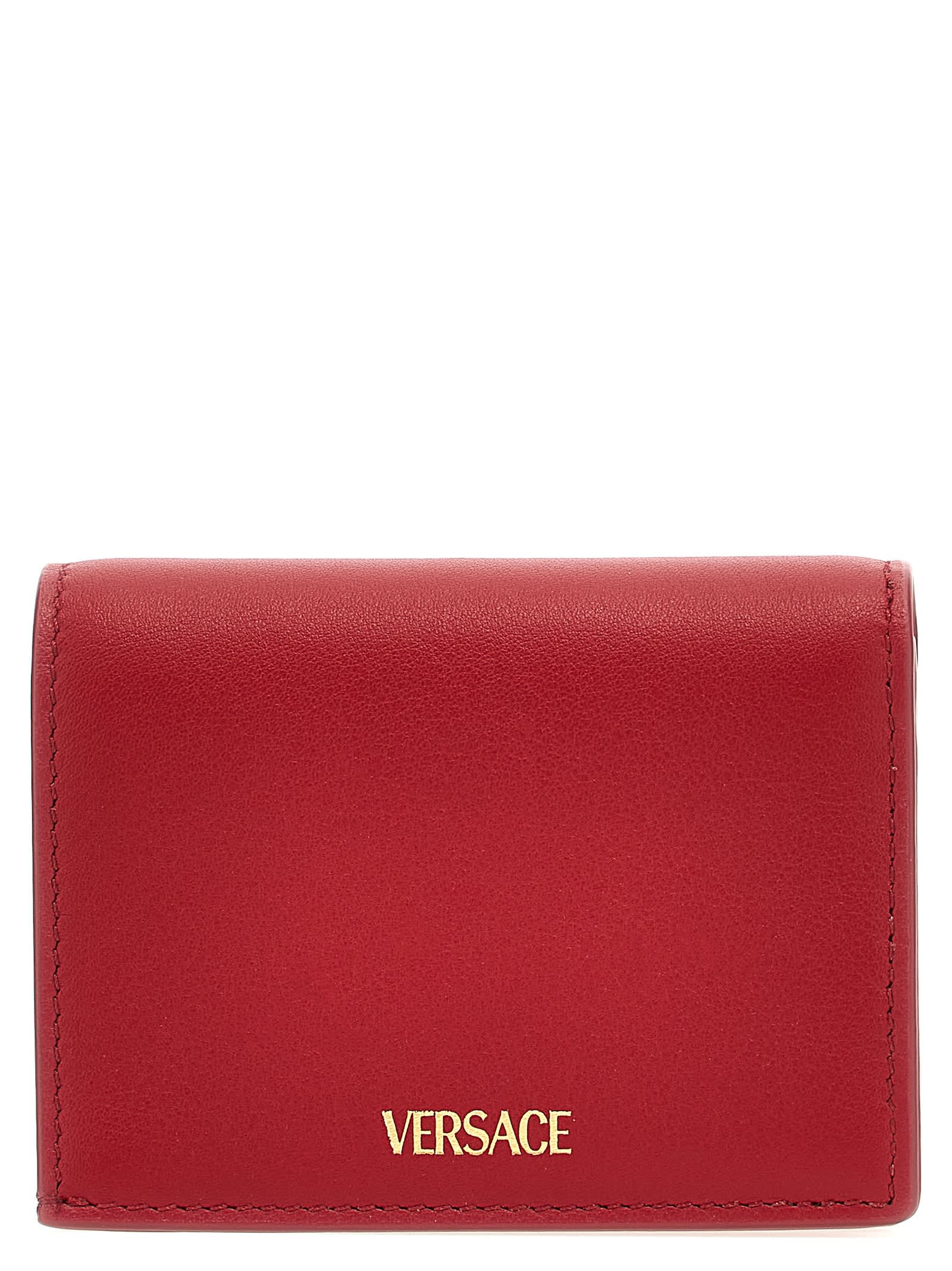 Shop Versace Medusa Wallet In Red