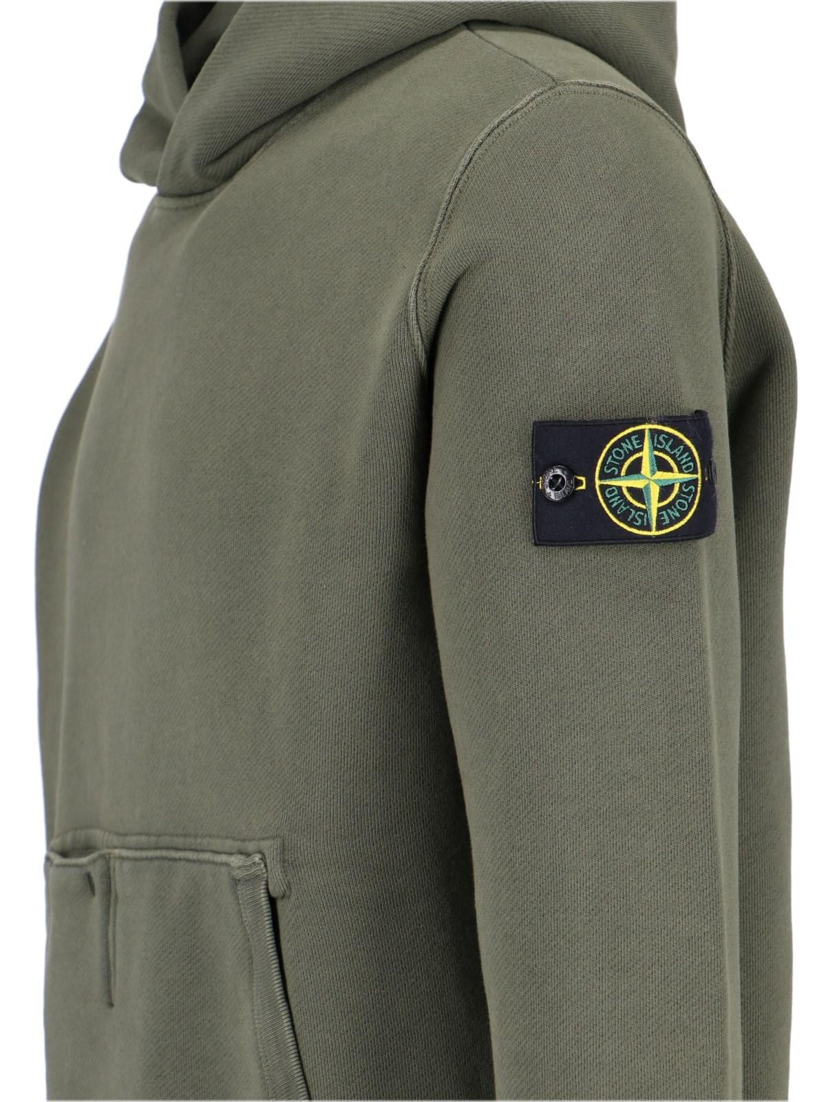 Shop Stone Island Logo Hoodie In Green