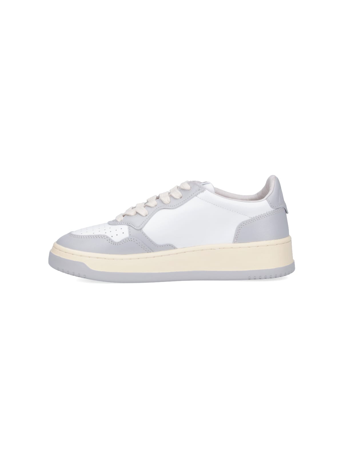 Autry Medalist White And Grey Low Top Sneakers With Logo Detail In Leather Man In Neutral