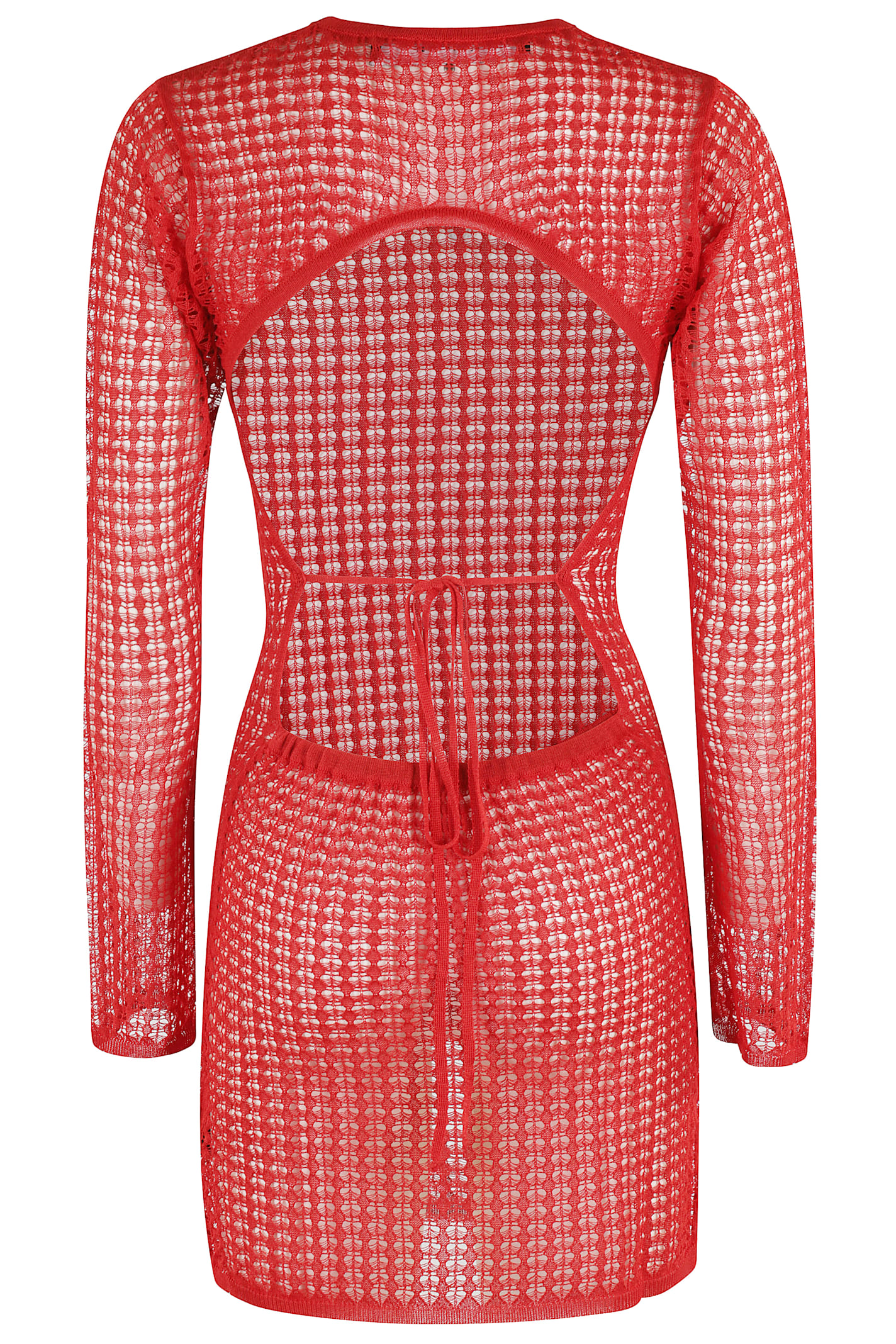 Federica Tosi Mini Dress With Wide-knit Stretch Fabric In Rosso