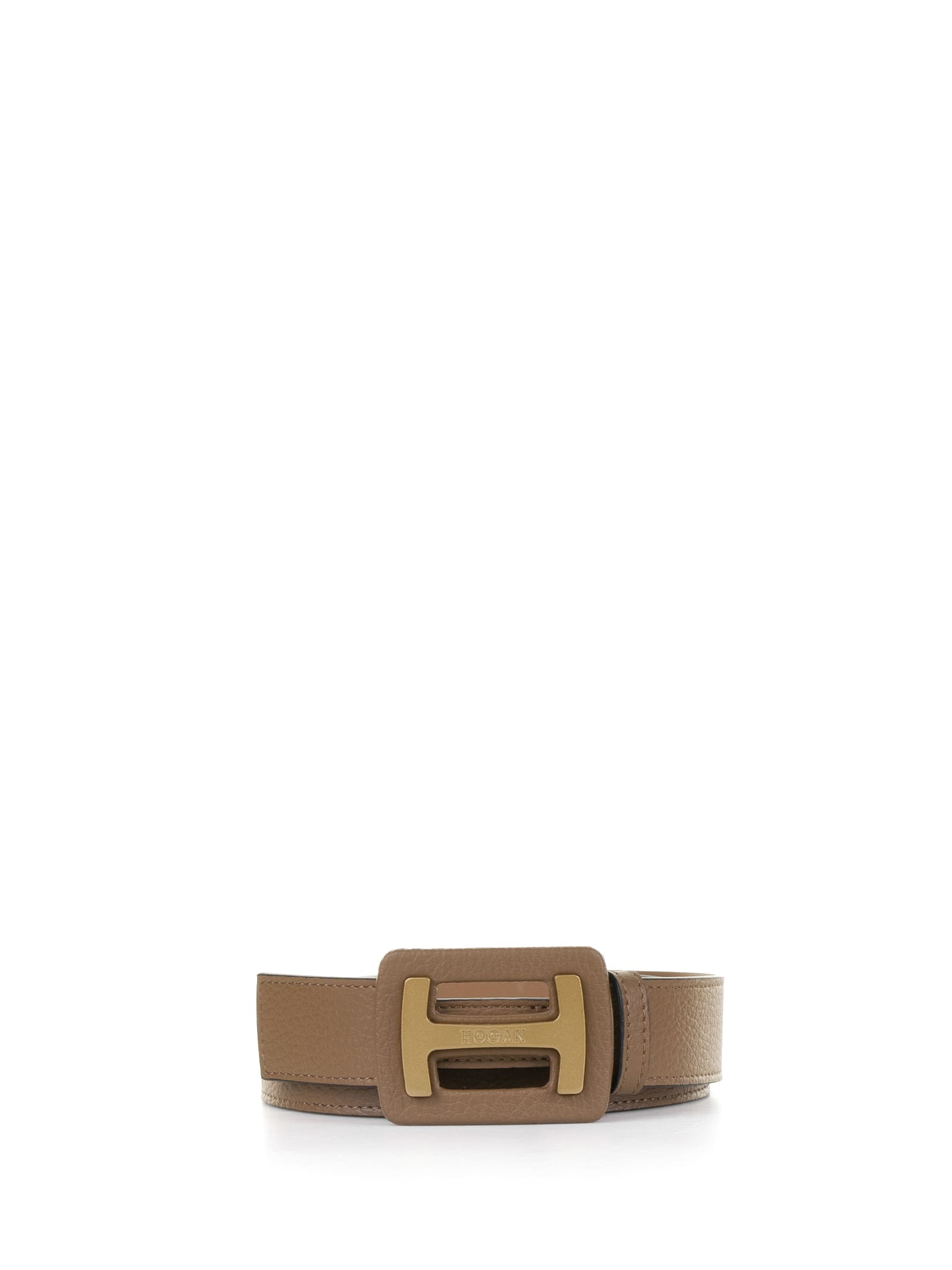 Shop Hogan Brown Leather Belt With Logo In Cognac Scuro