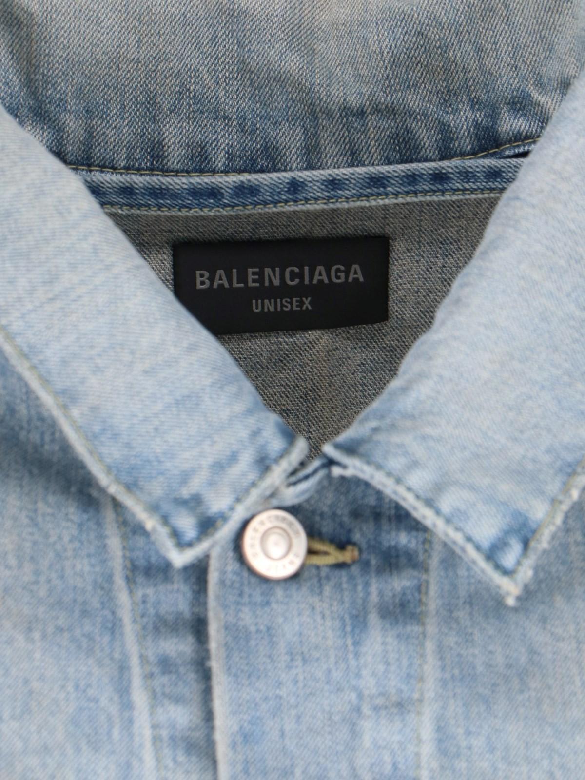 Shop Balenciaga Off Shoulder Jacket In Navy