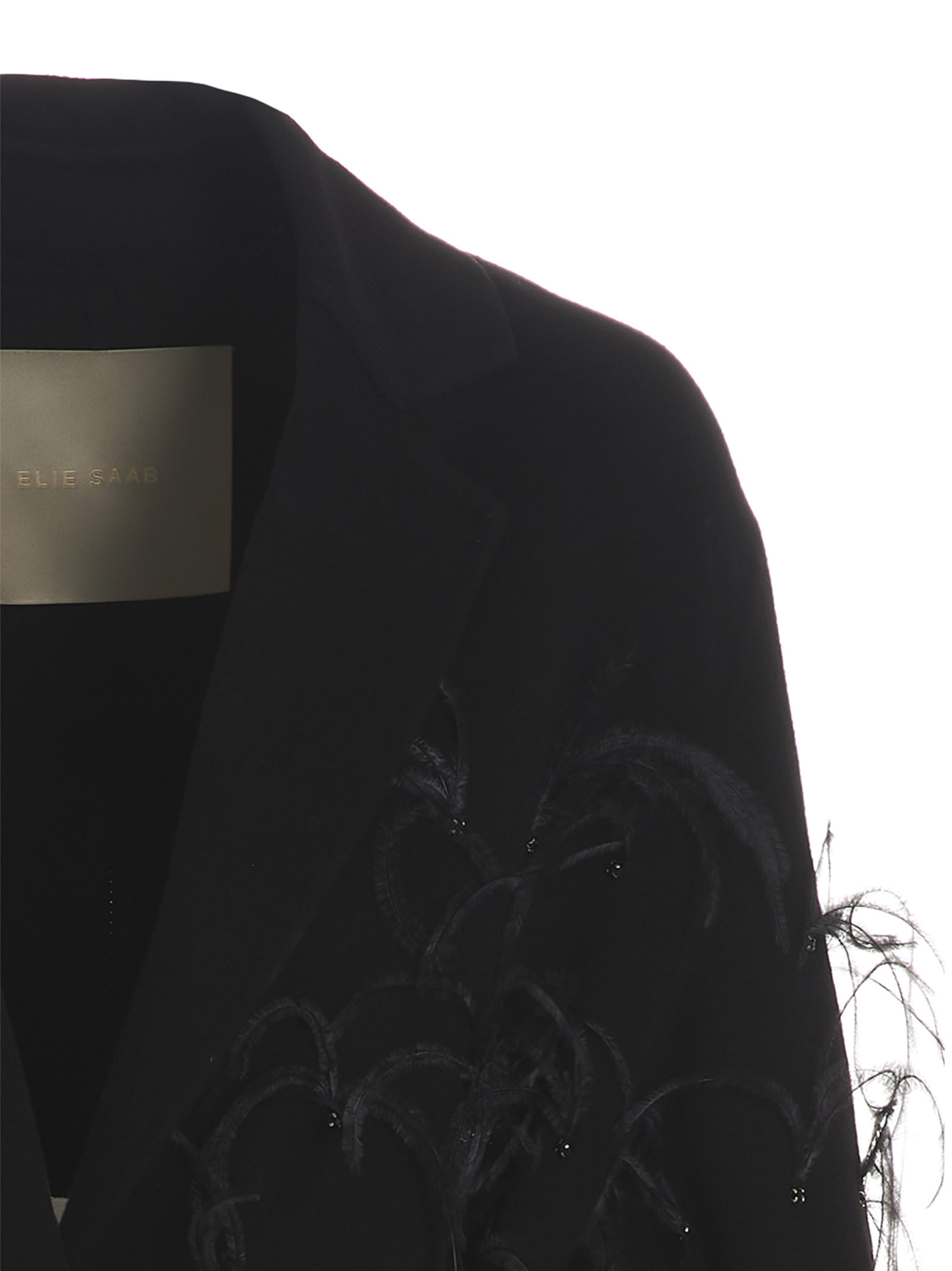 Shop Elie Saab Embellished Long Coat In Black