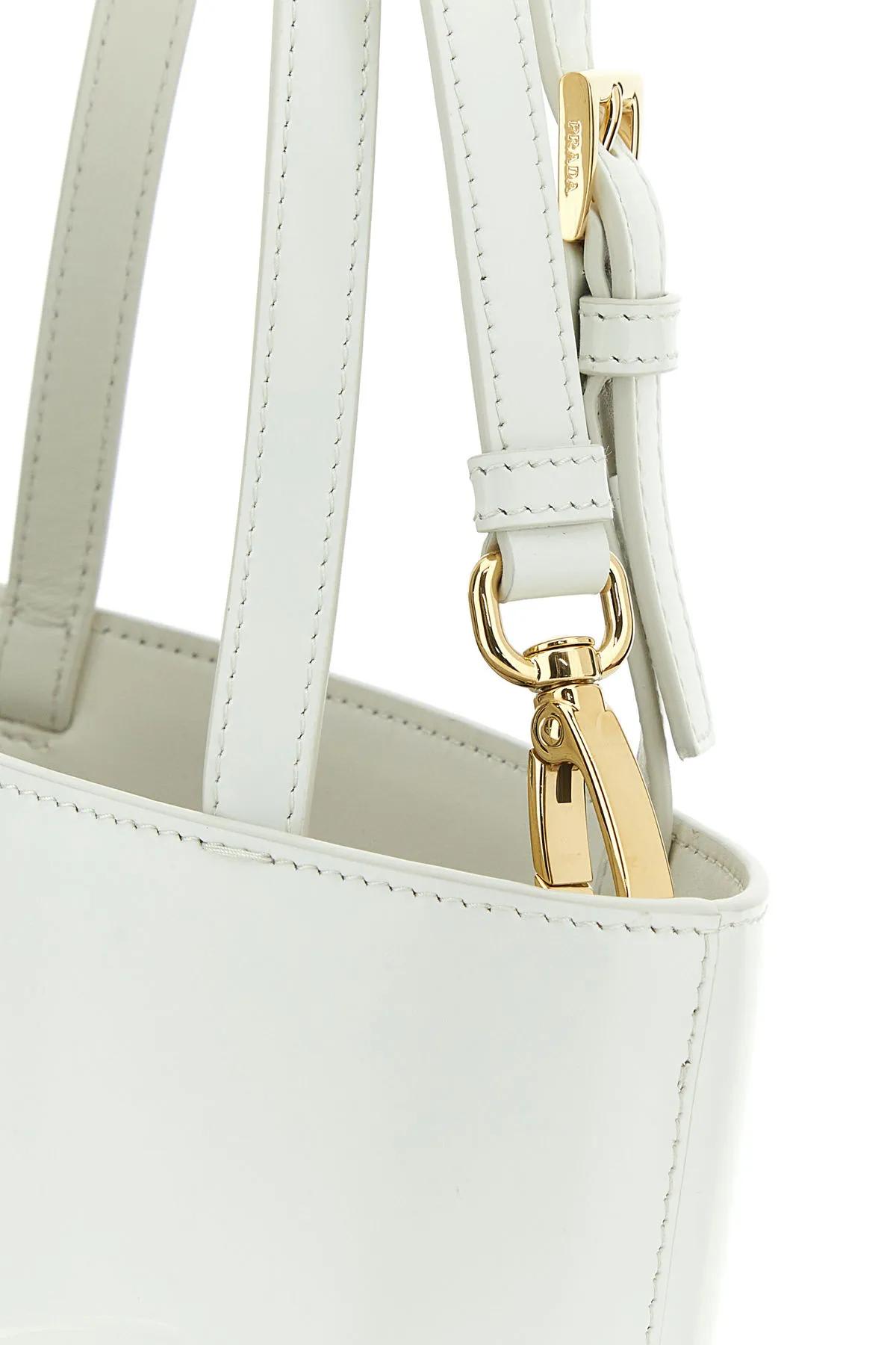 Shop Prada White Leather Handbag In Bianco