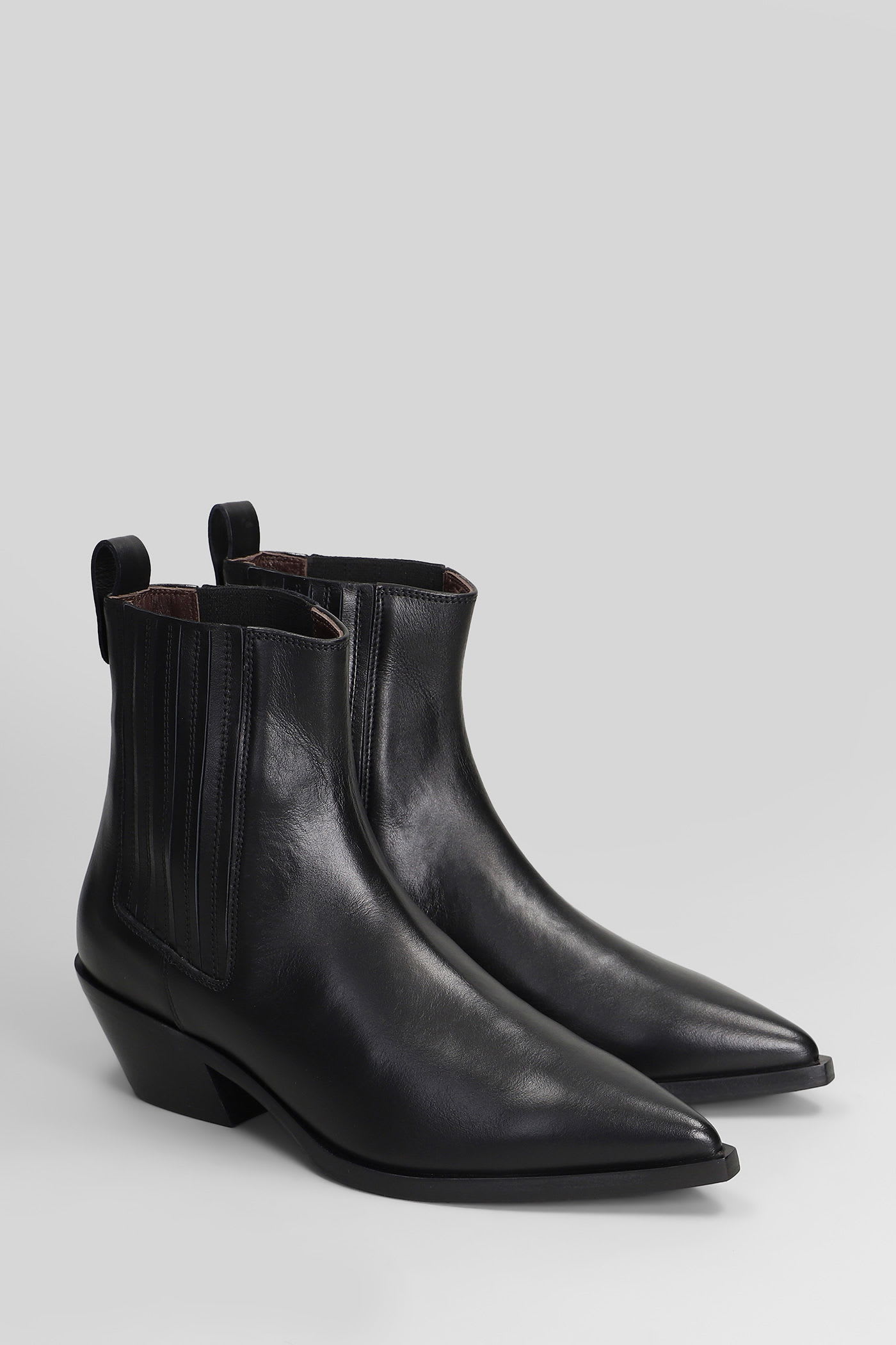 Roberto Festa Aurea Texan Ankle Boots In Black Leather In Multi