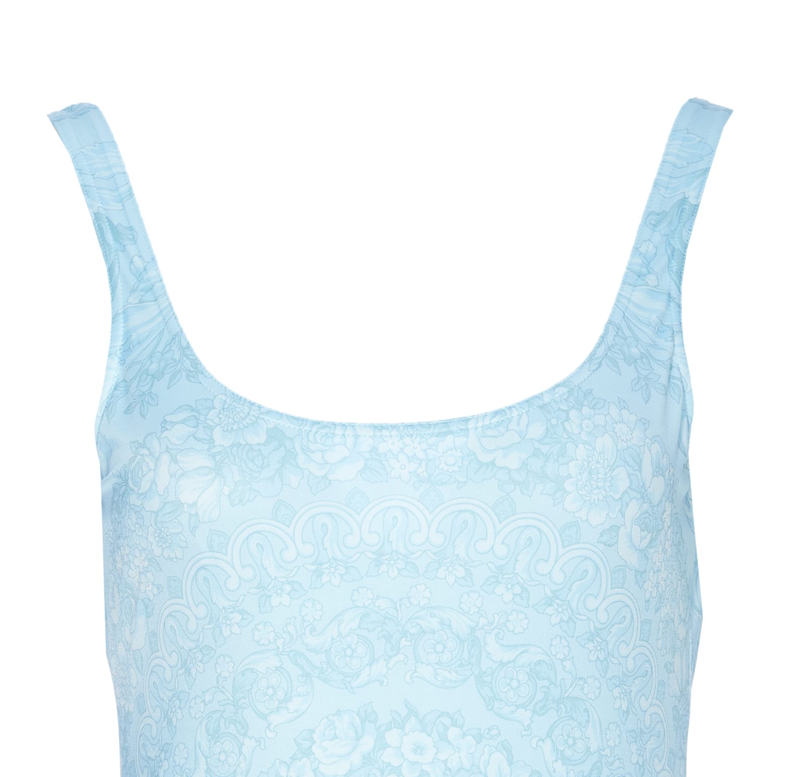 Shop Versace Barocco Print Swimwear One-piece In Blue