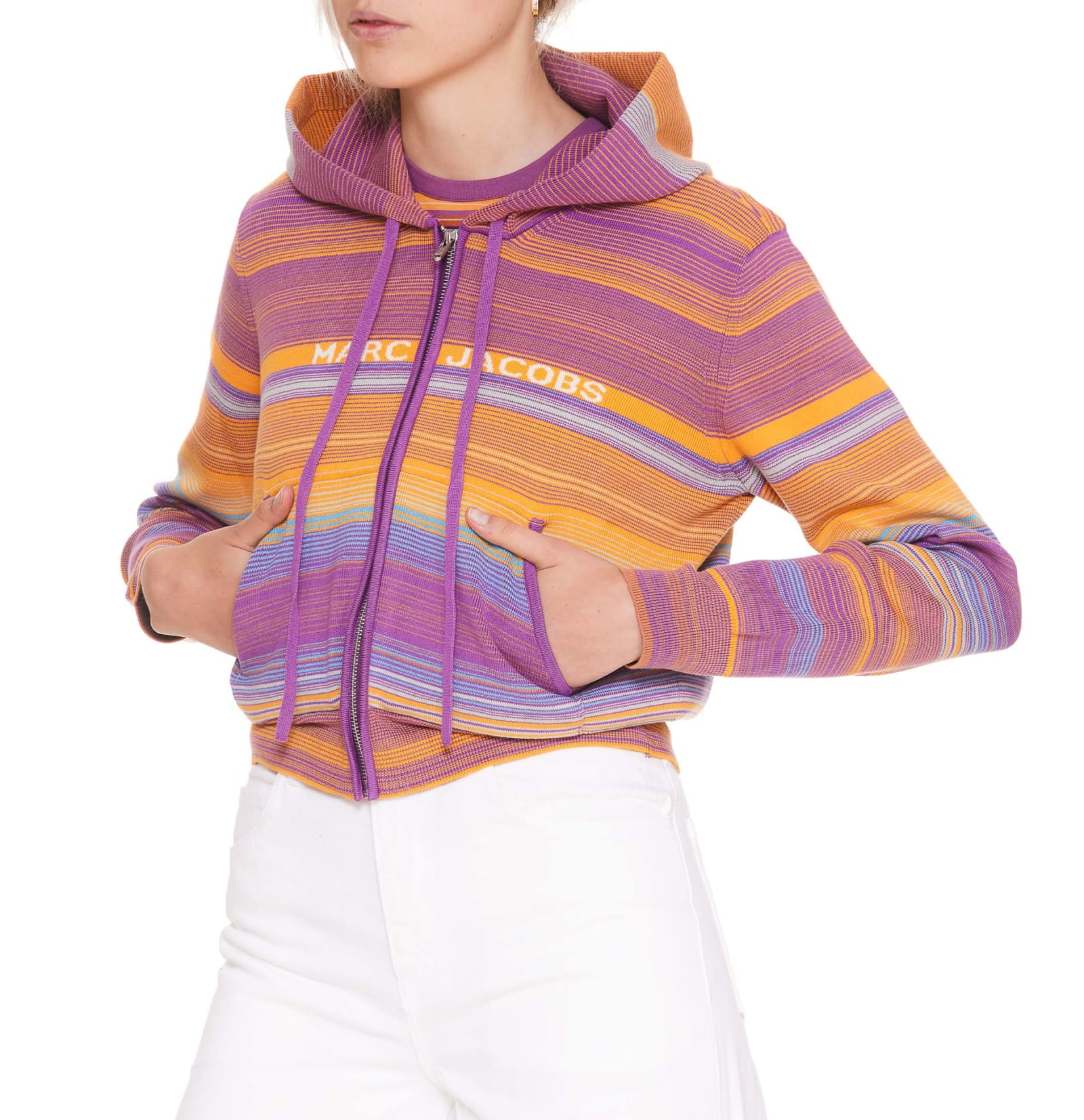 Shop Marc Jacobs The Cropped Zip Hoodie In Multicolor
