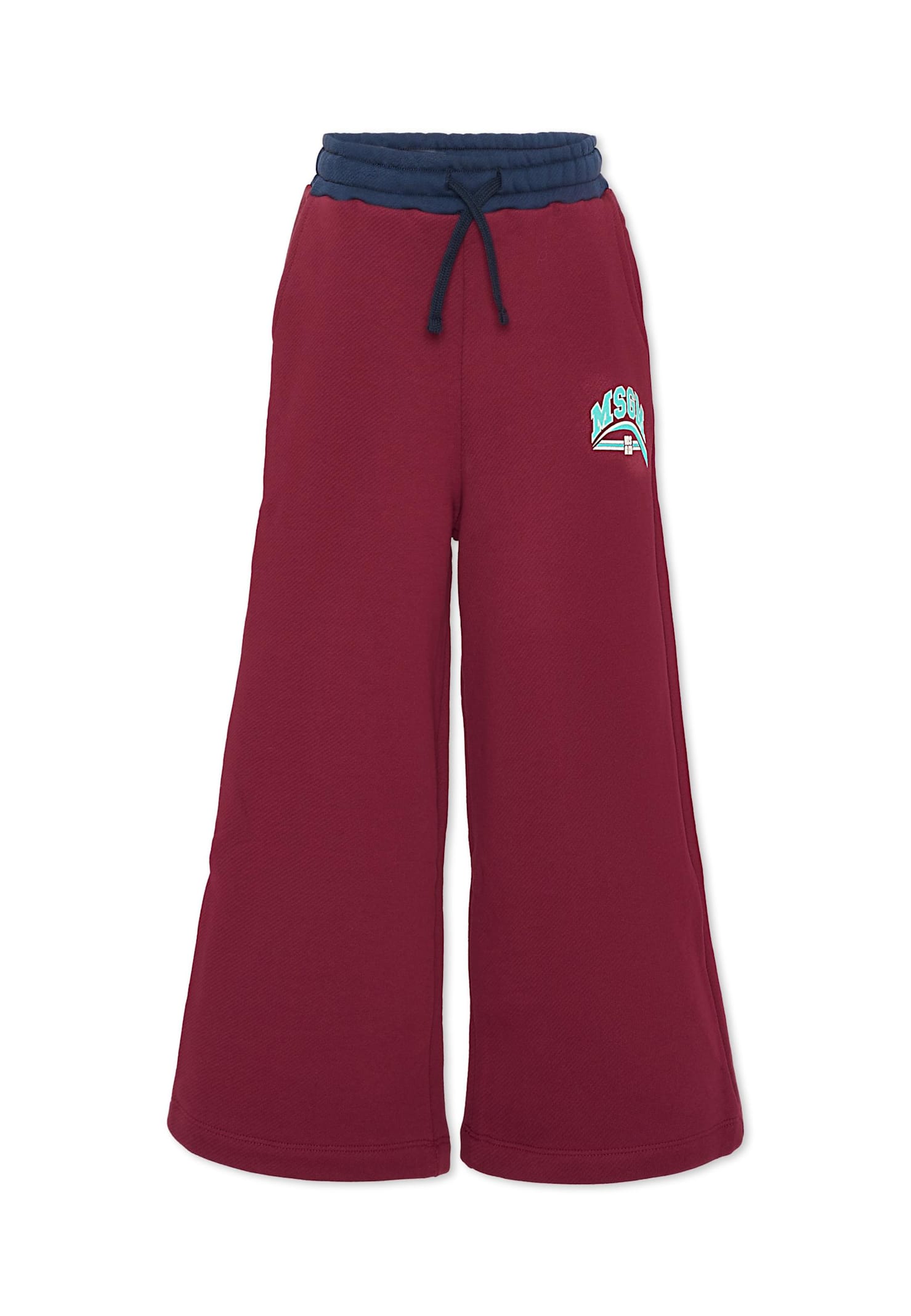 Msgm Logo-print Drawstring Trousers In Burgundy