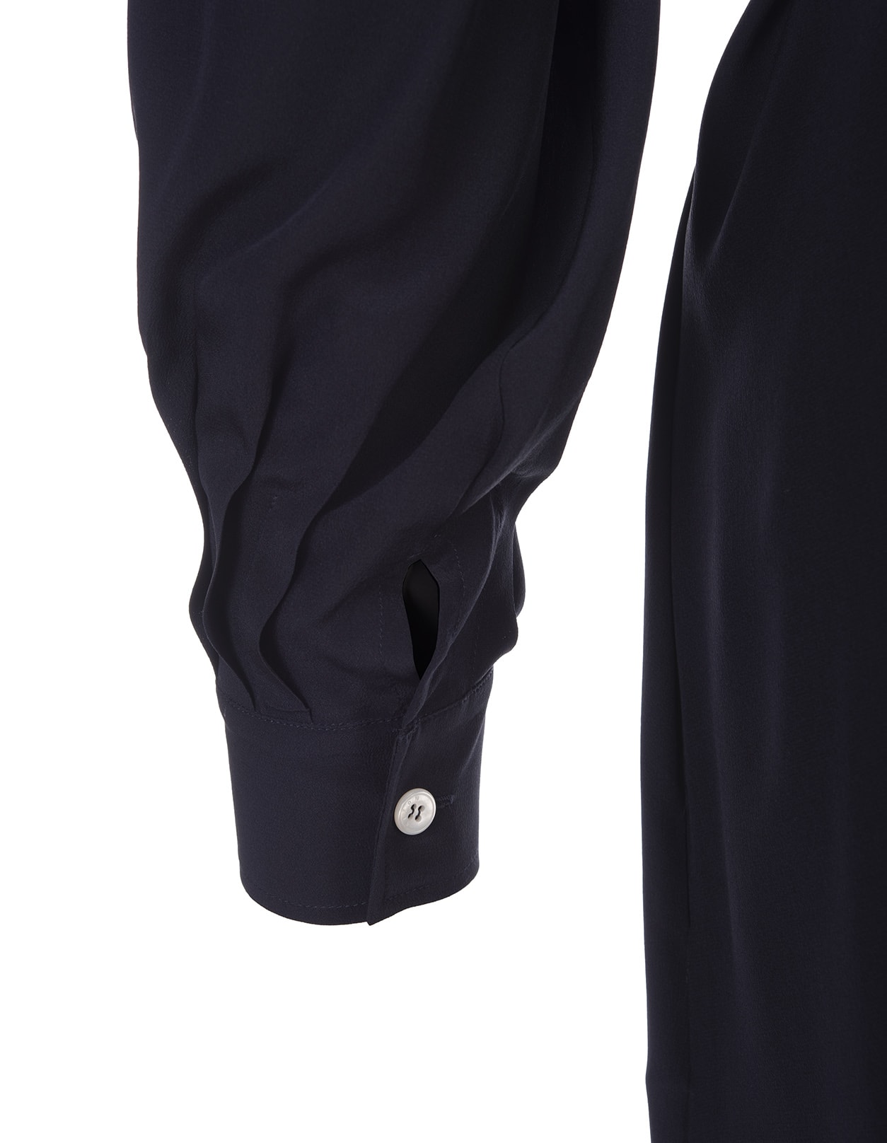 Shop Kiton Black Silk Shirt Long Dress With Pleating