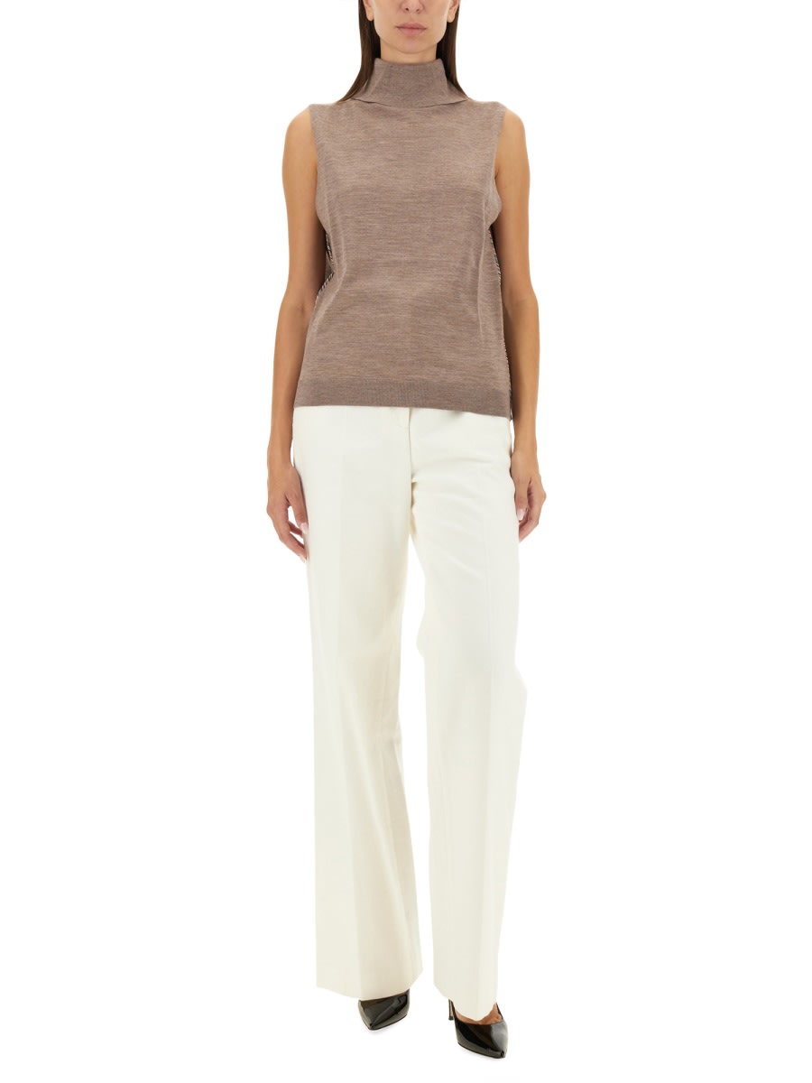 Shop Paul Smith High Neck Top In Beige