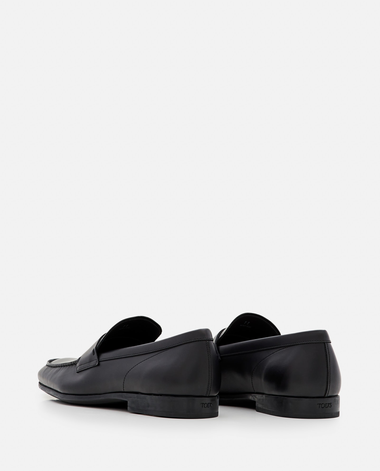 Shop Tod's Leather Loafers In Black