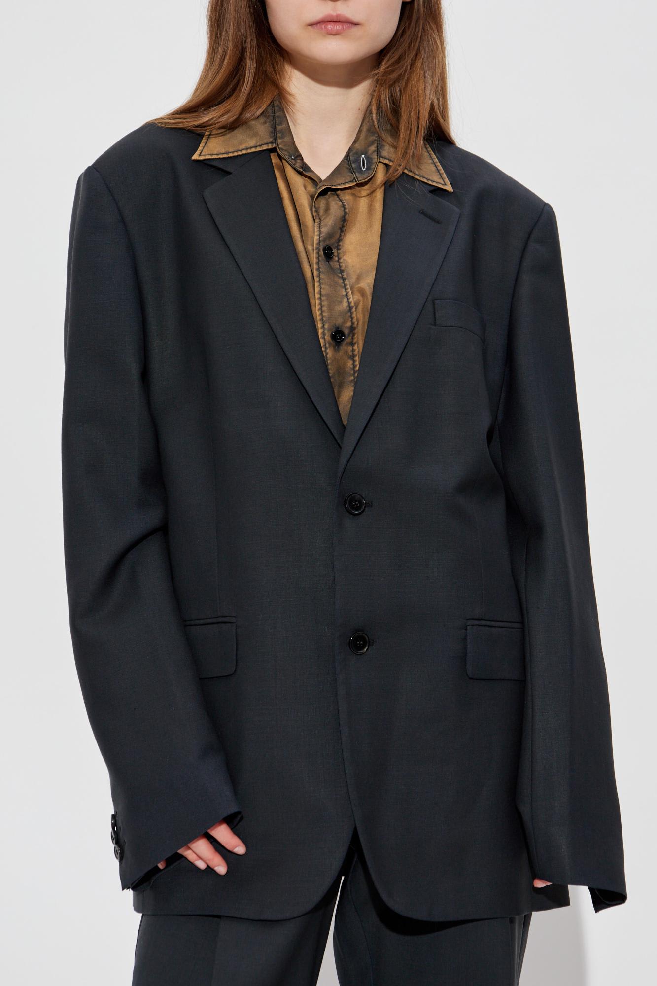 Maison Margiela Black Mohair Blend Oversize Blazer In Nero