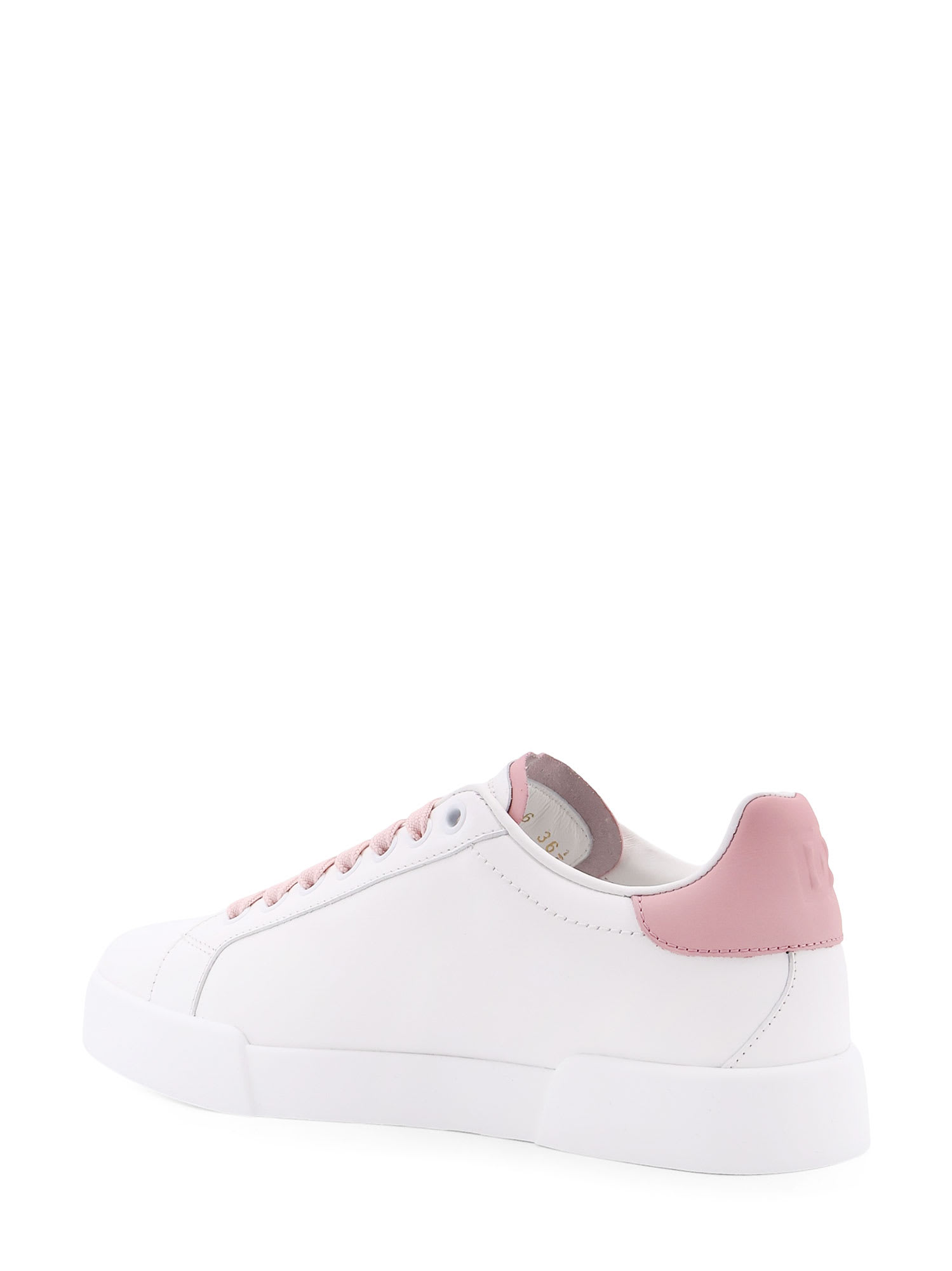 Dolce & Gabbana Portofino Low-top Leather Sneakers With Lateral Monogram In Pink