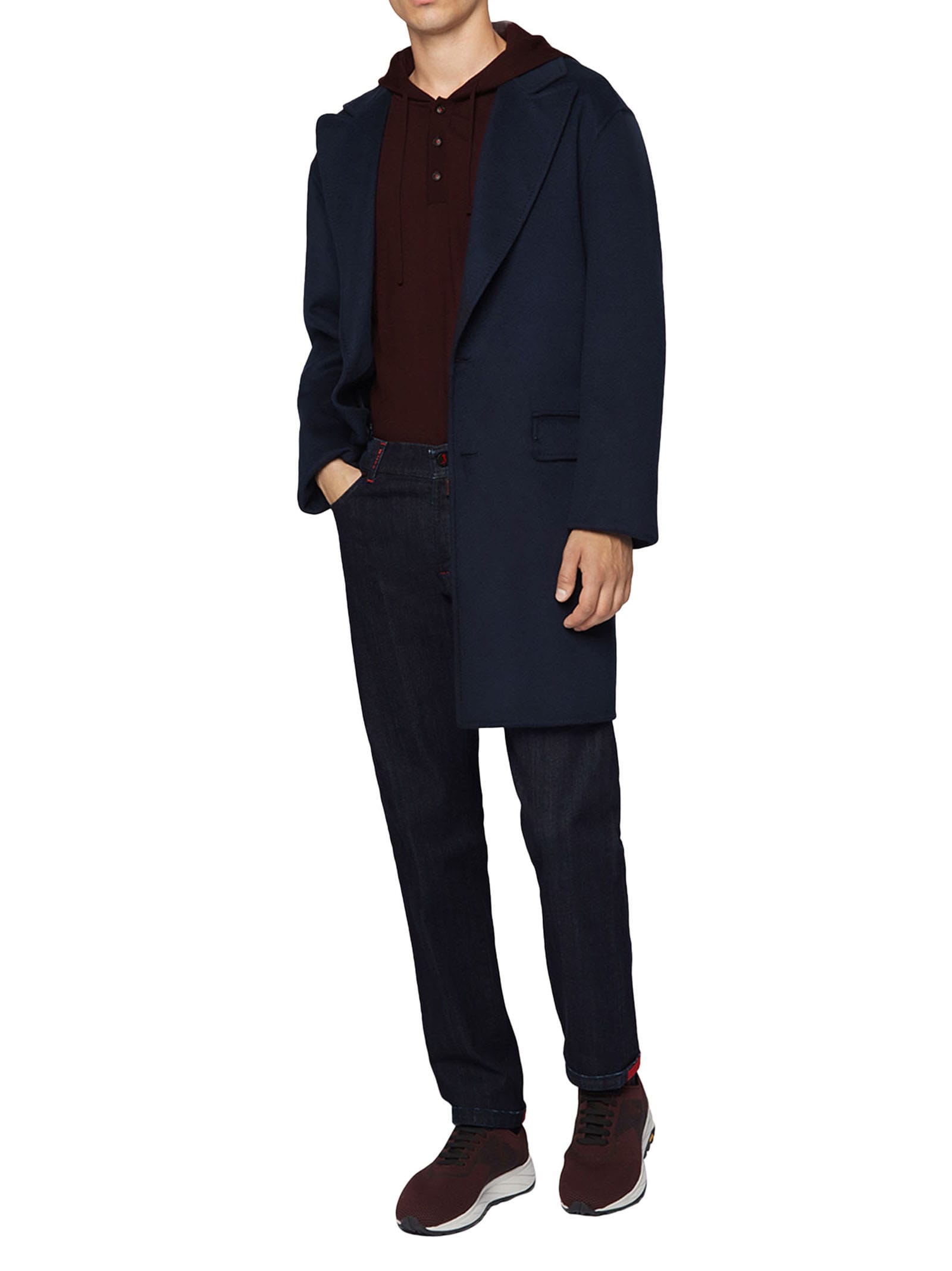 Shop Kiton Trousers Cotton In Navy Blue