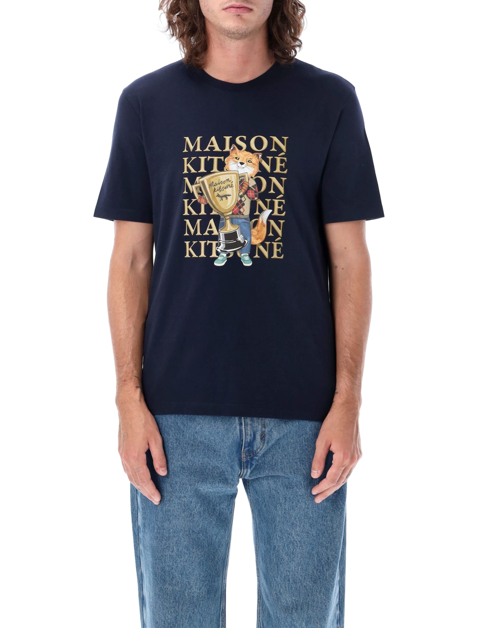 Maison Kitsuné Fox Champion Regular Tee-shirt In Blue | ModeSens