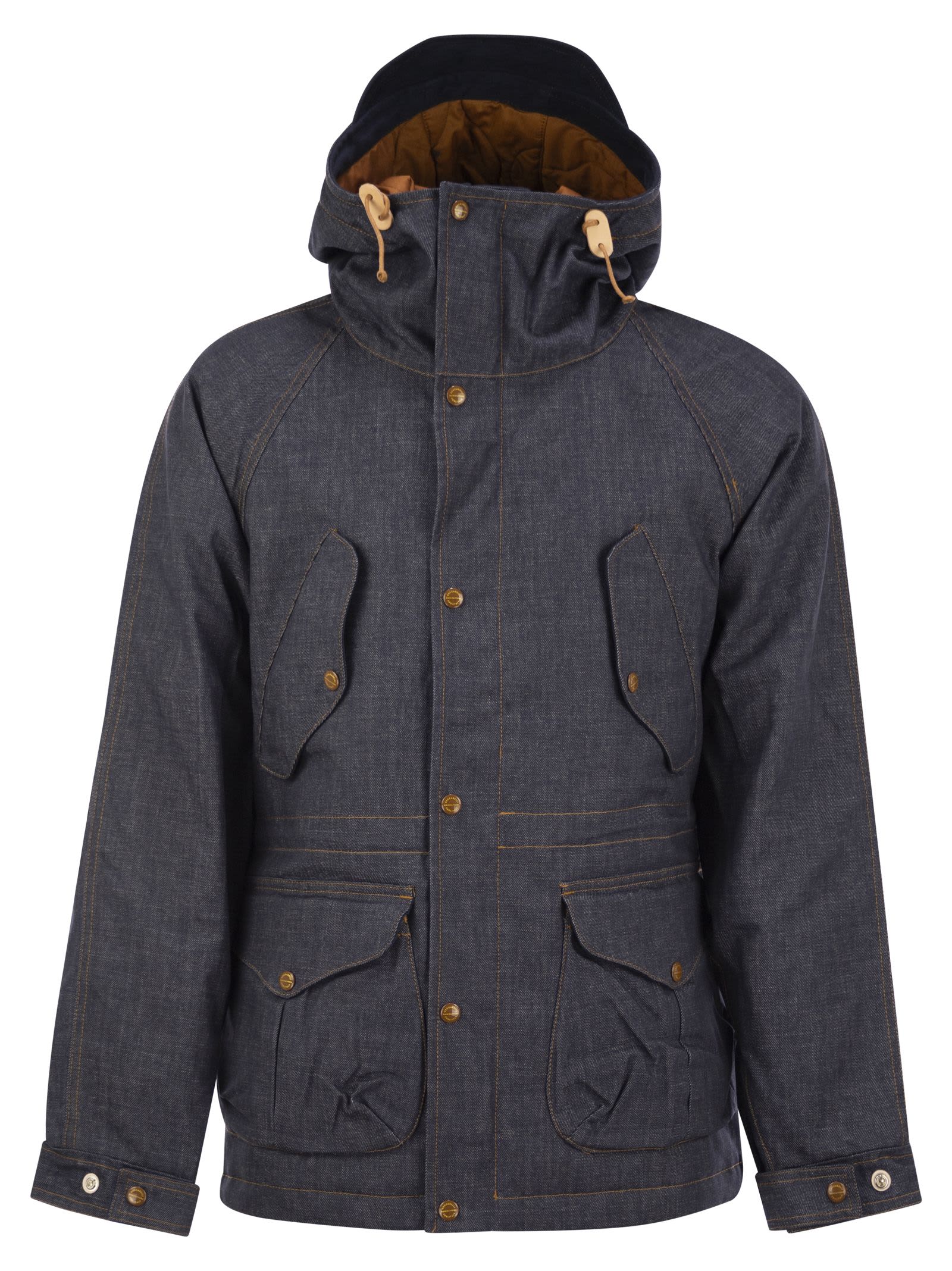 Shop Manifattura Ceccarelli New Fisherman Denim - Hooded Parka In Denim Fabric