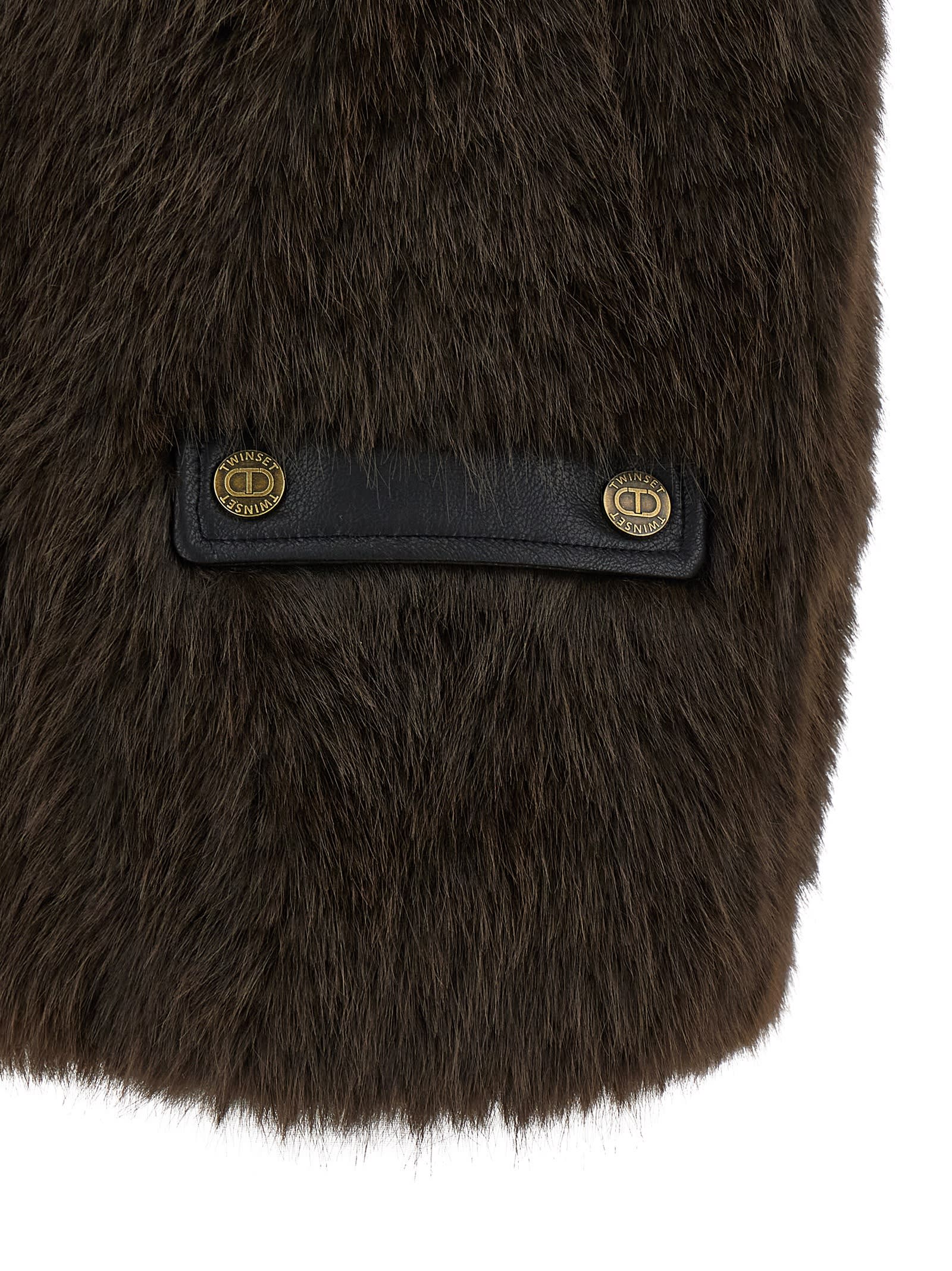 Twinset Twin-set Faux Fur Vest With Leather Back In Green