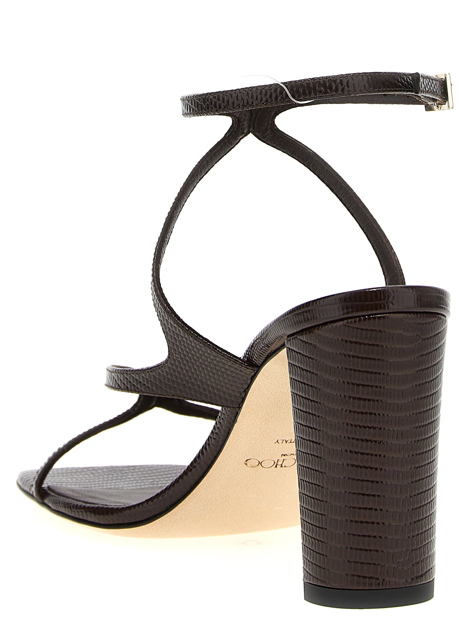 Jimmy Choo Azie 85 Leather Sandals In Coffee In Brown