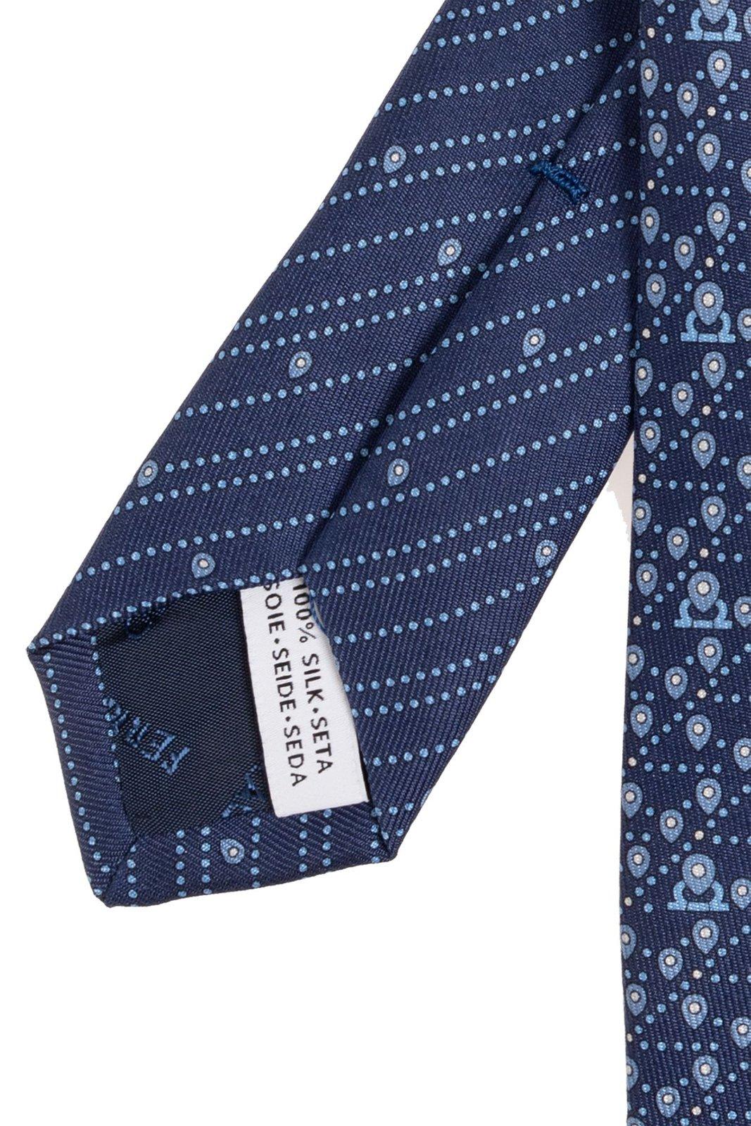 Shop Ferragamo Tag Printed Tie In Navy