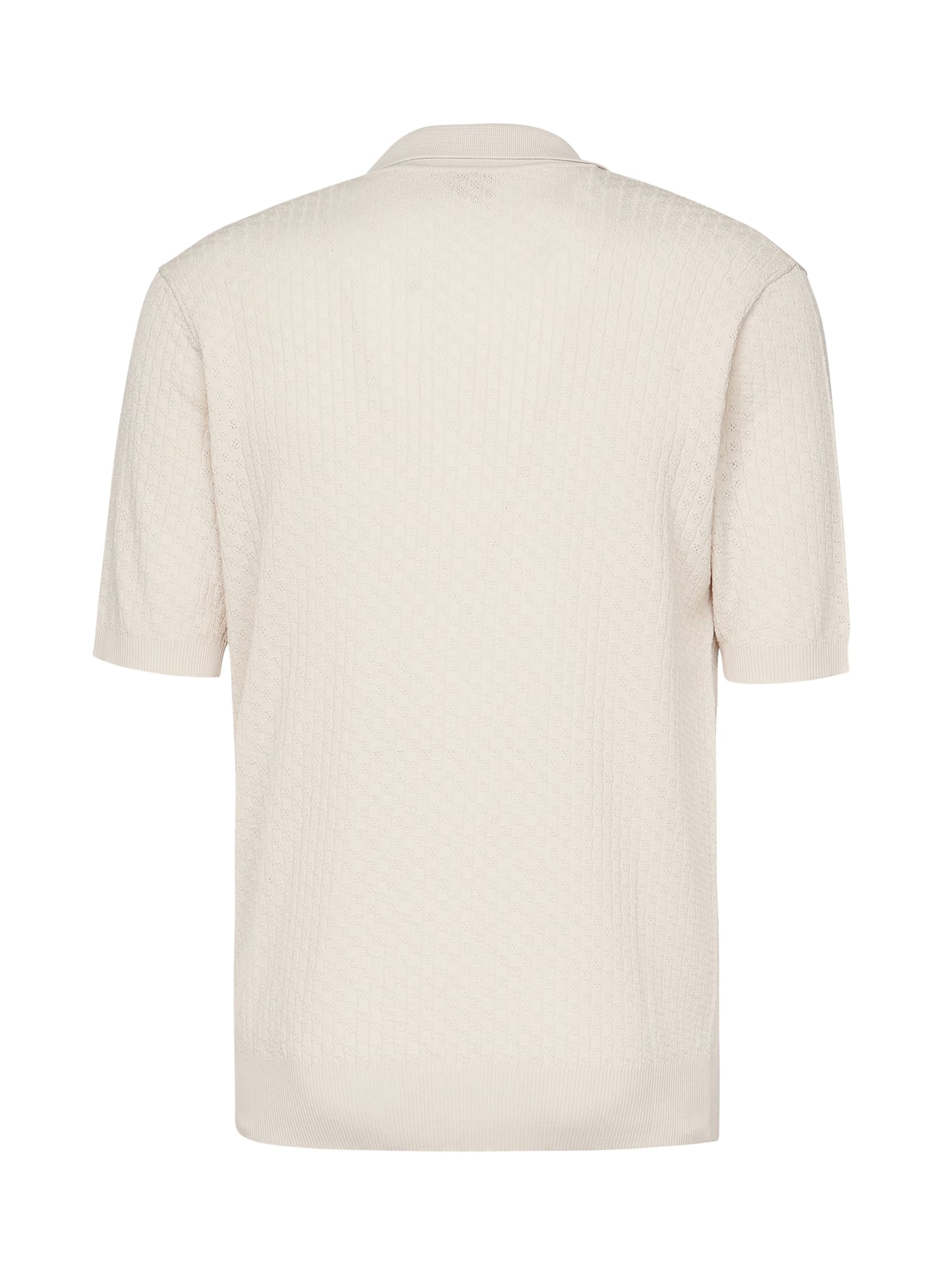 Eleventy Textured Cotton Polo With Ribbed Collar In Sand