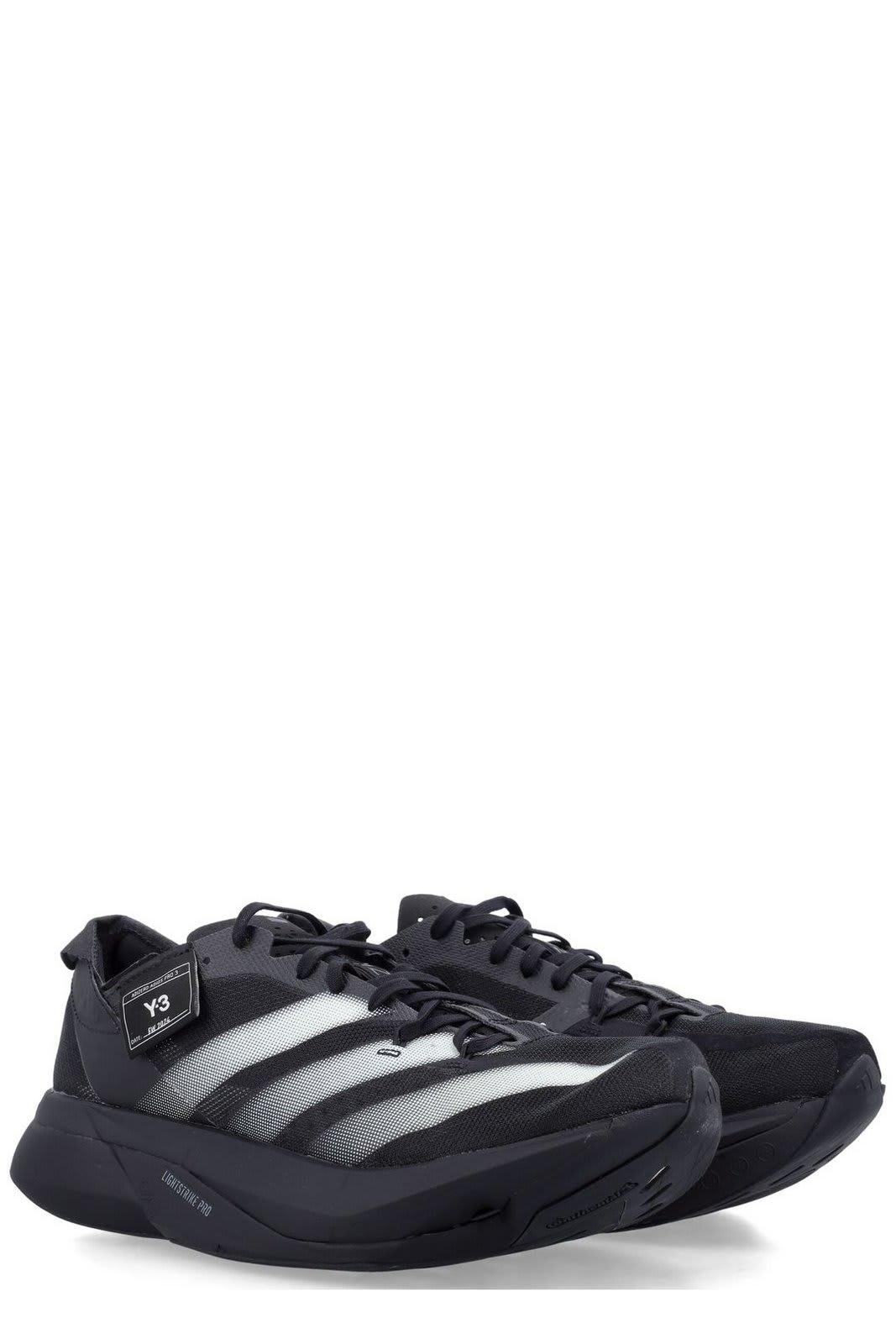 Shop Y-3 Adizero Adios Pro 3 Lace-up Sneakers In Black