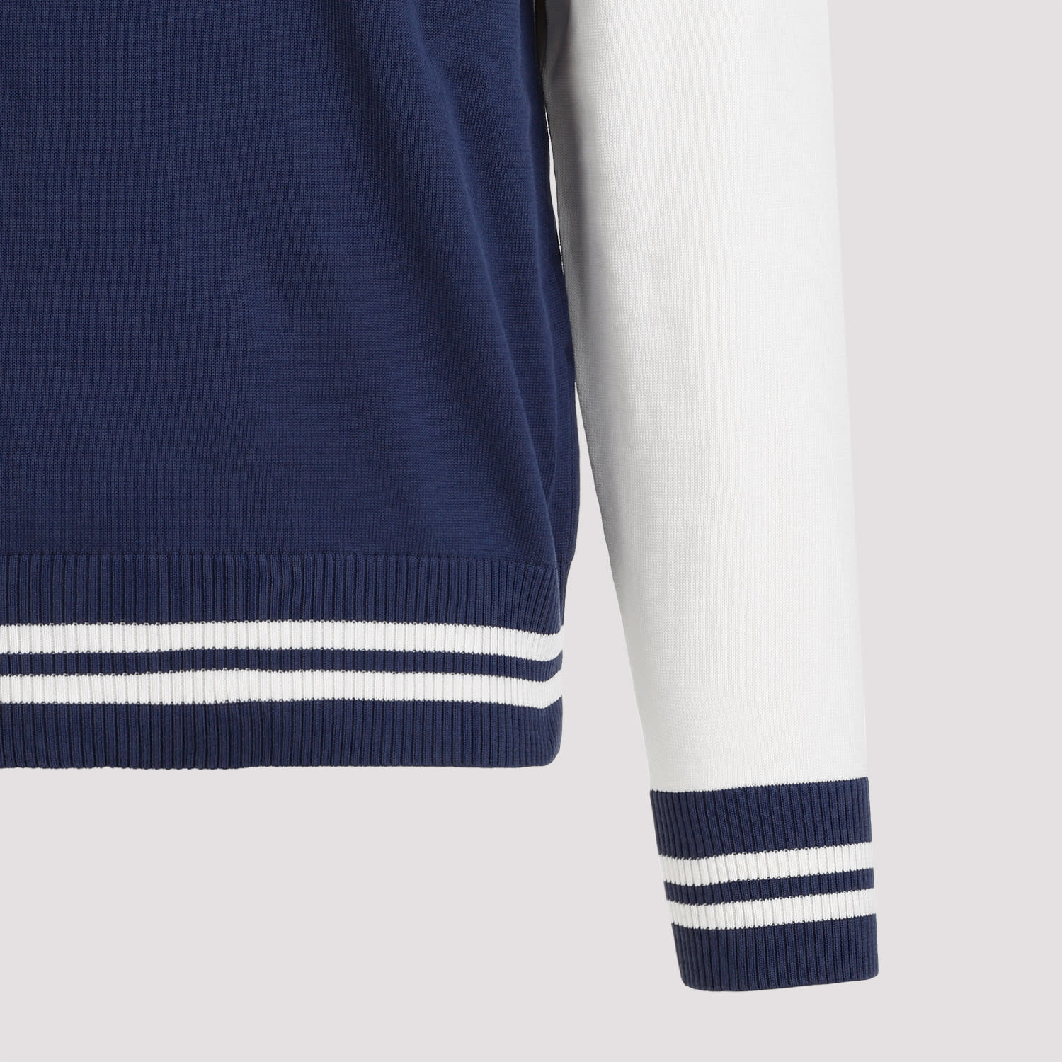 Shop Alexander Mcqueen Cotton Pullover In Midnight Blue Cream